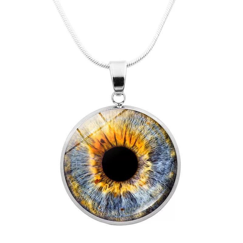 Realistic Glass Iris Pendant Necklace