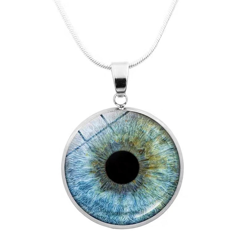 Realistic Glass Iris Pendant Necklace
