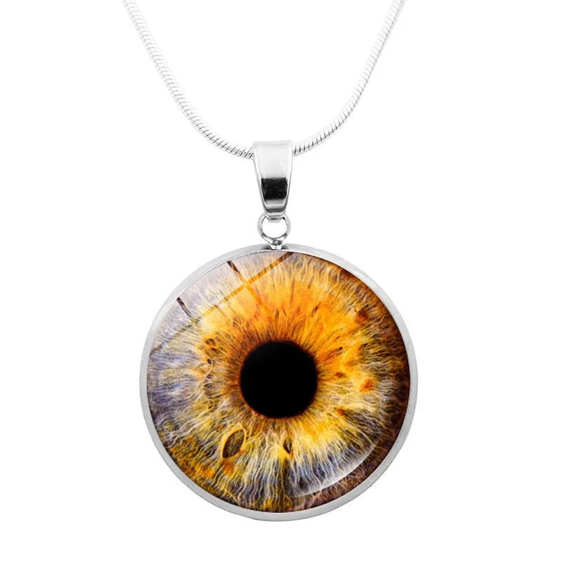Realistic Glass Iris Pendant Necklace