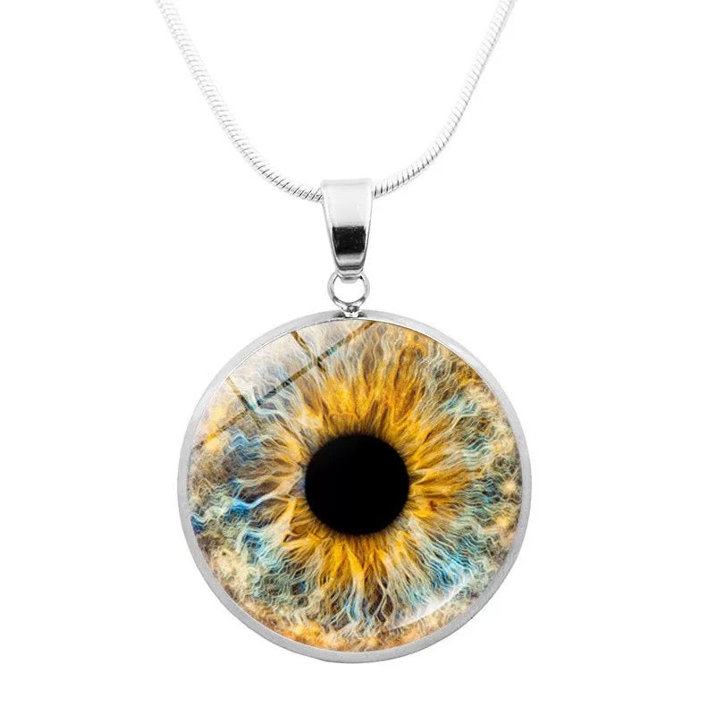 Realistic Glass Iris Pendant Necklace