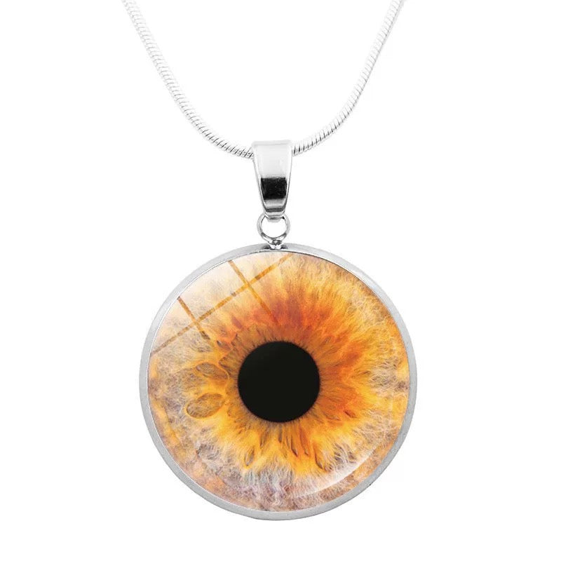 Realistic Glass Iris Pendant Necklace
