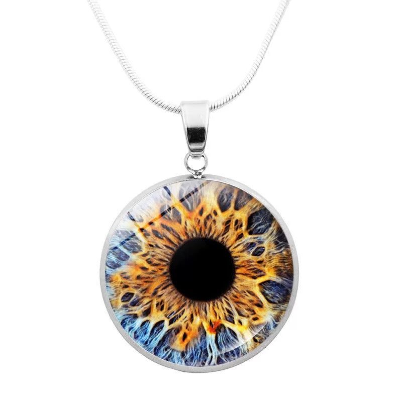 Realistic Glass Iris Pendant Necklace