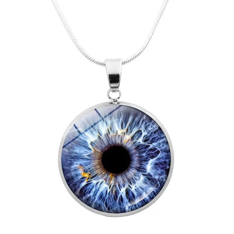 Realistic Glass Iris Pendant Necklace
