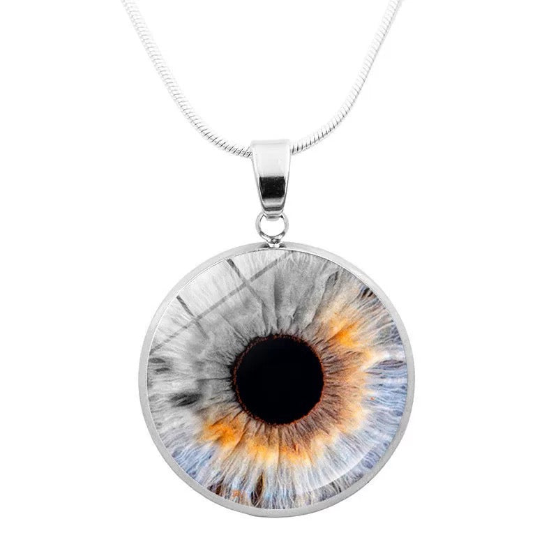 Realistic Glass Iris Pendant Necklace