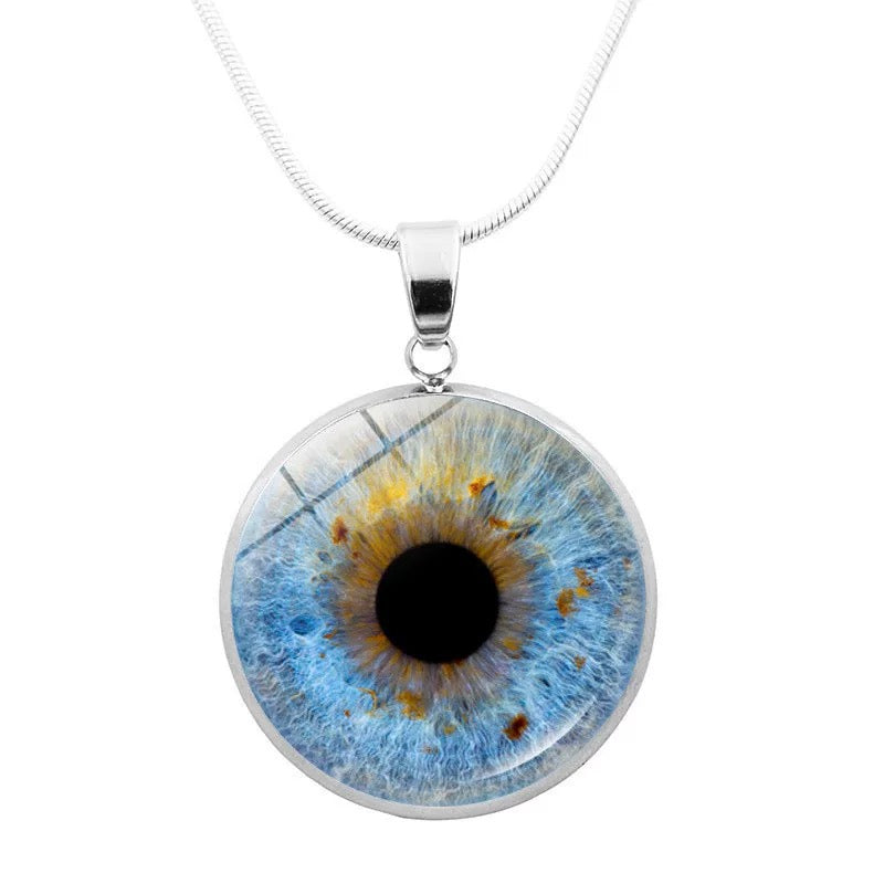 Realistic Glass Iris Pendant Necklace