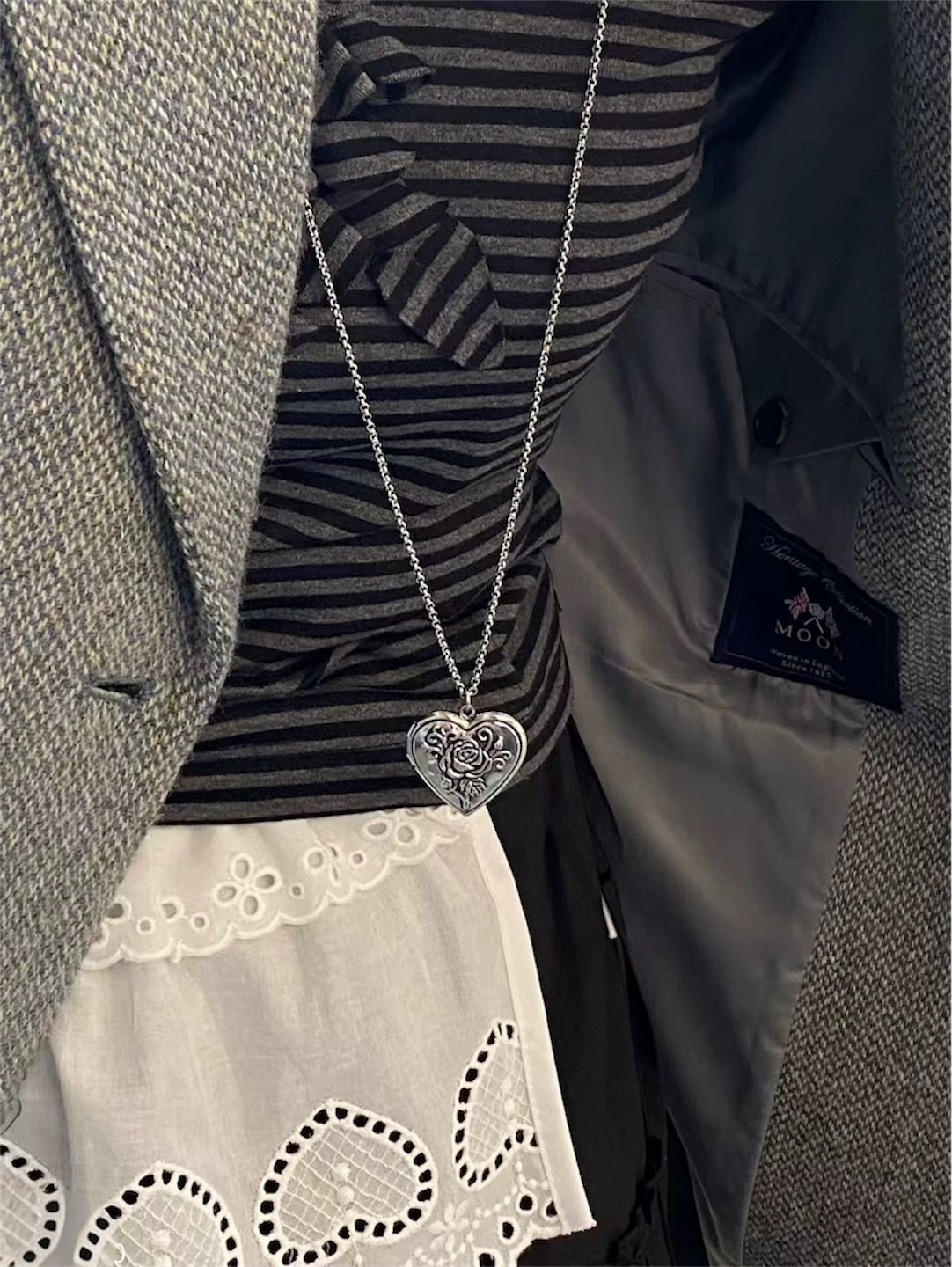 Rose Heart Silver Locket Necklace