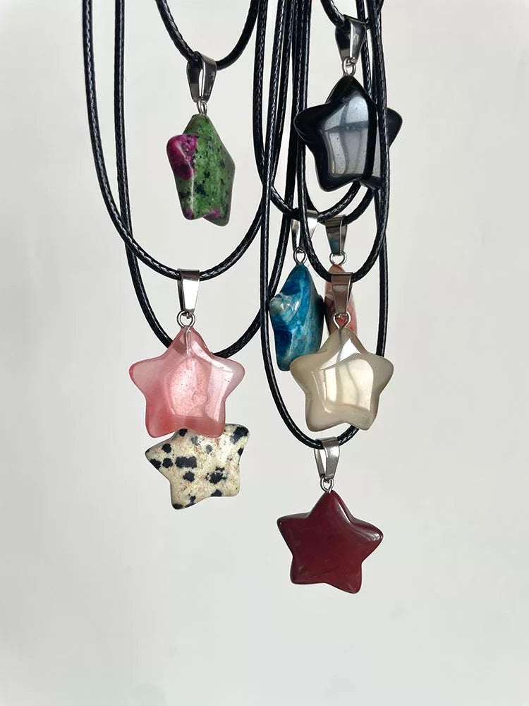 Natural Crystal Star Gemstone Necklace