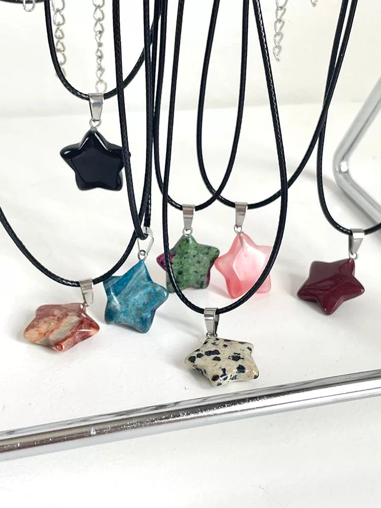 Natural Crystal Star Gemstone Necklace