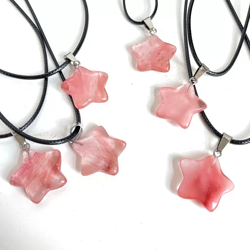 Rose Quartz Star Gemstone Necklace