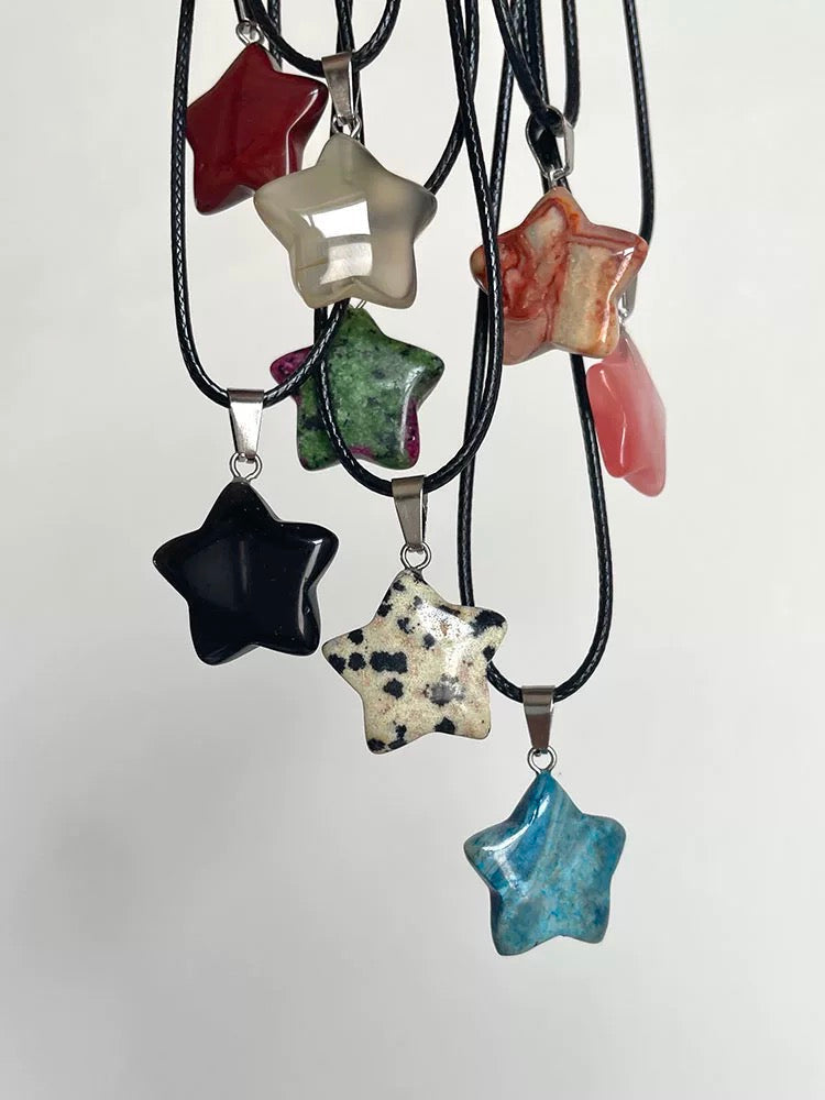 Natural Crystal Star Gemstone Necklace