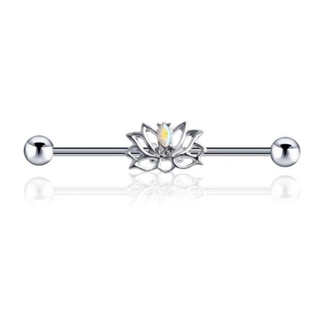 Halo Lotus Industrial Earrings