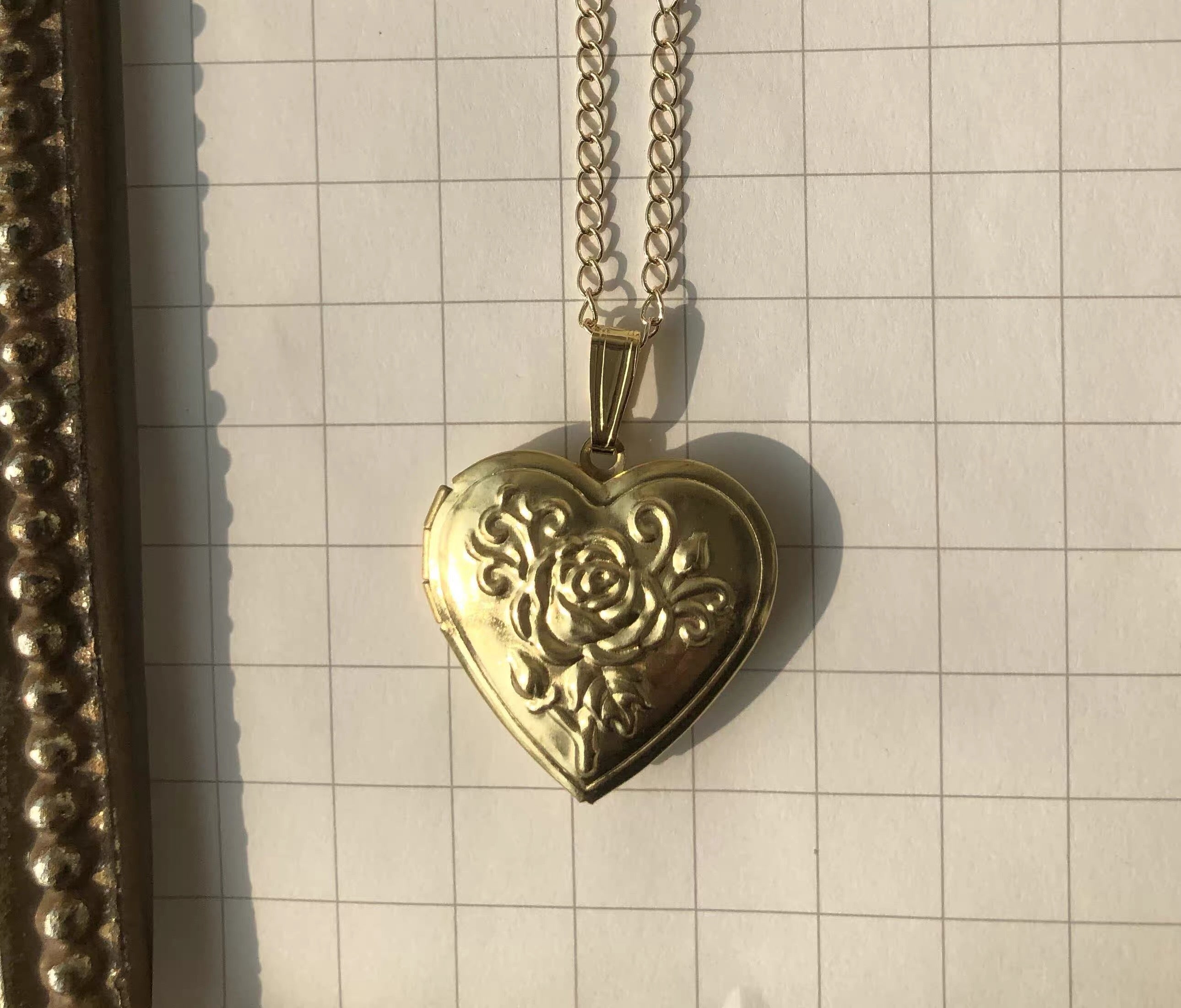 Rose Heart Silver Locket Necklace