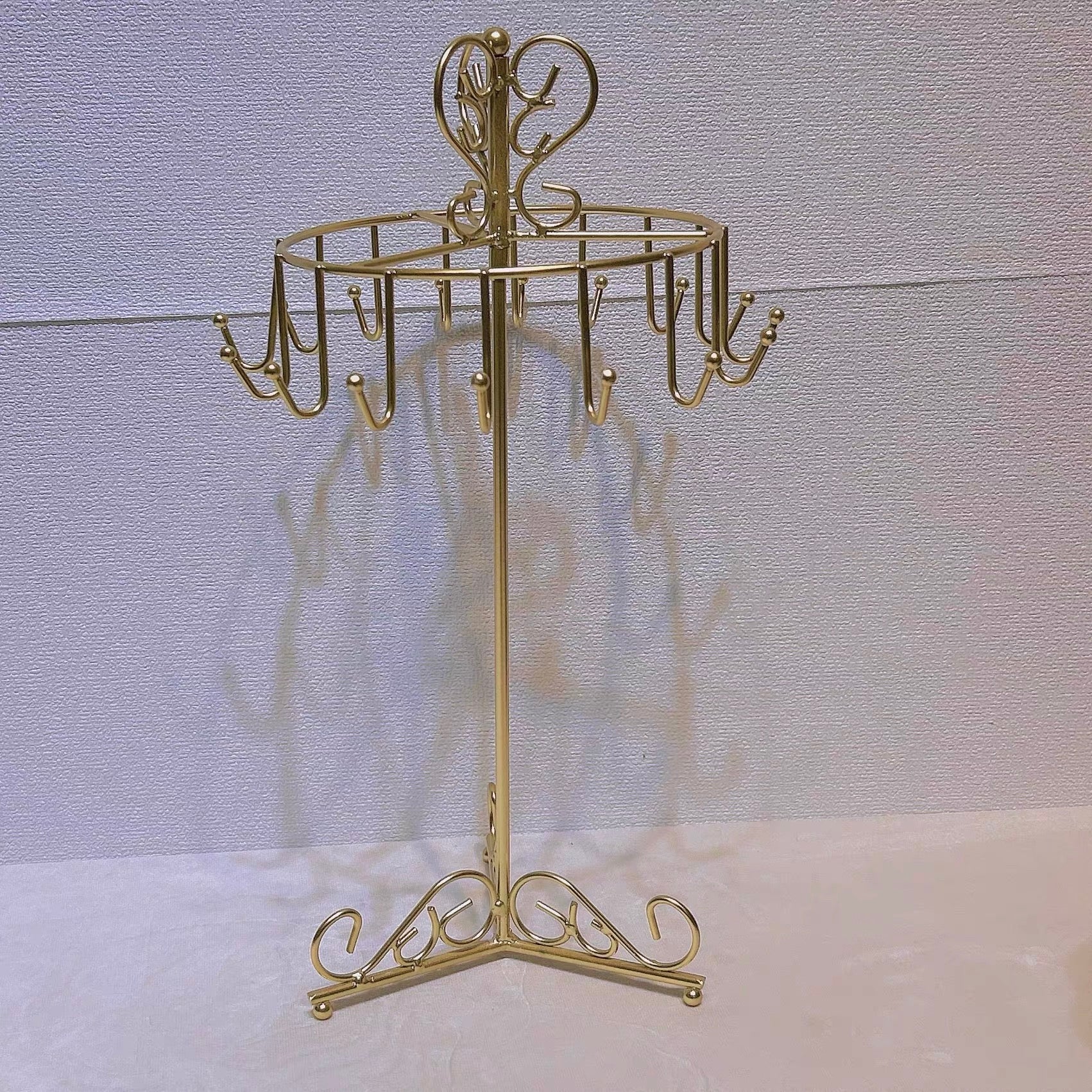 Gold Heart Carousel Jewelry Stand