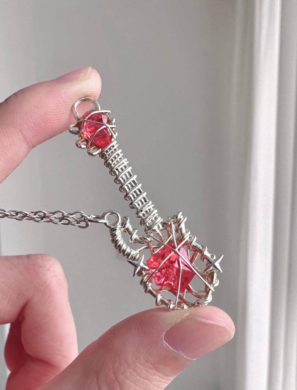 Rock Heart Wire-Wrapped Guitar Necklace
