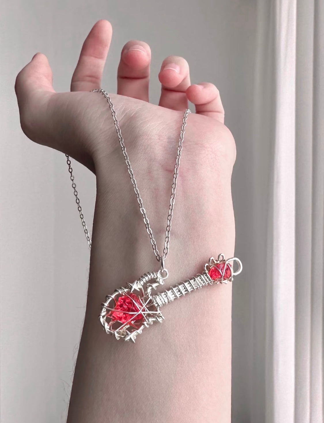 Rock Heart Wire-Wrapped Guitar Necklace