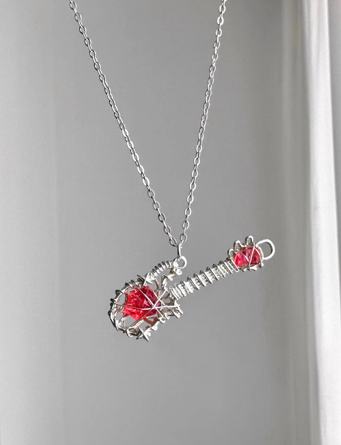 Rock Heart Wire-Wrapped Guitar Necklace