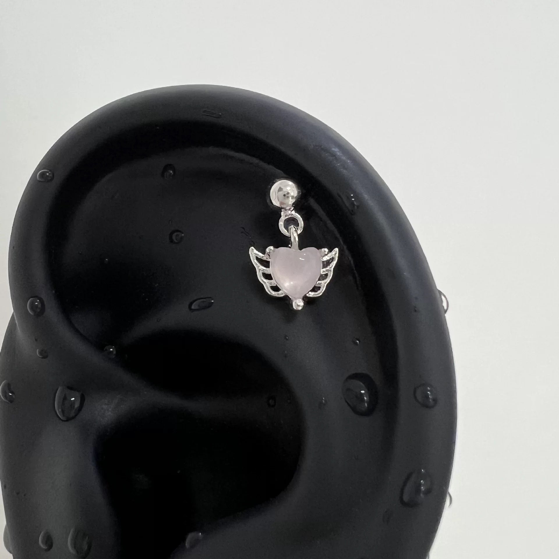 Silver Winged Heart Dangle Earrings