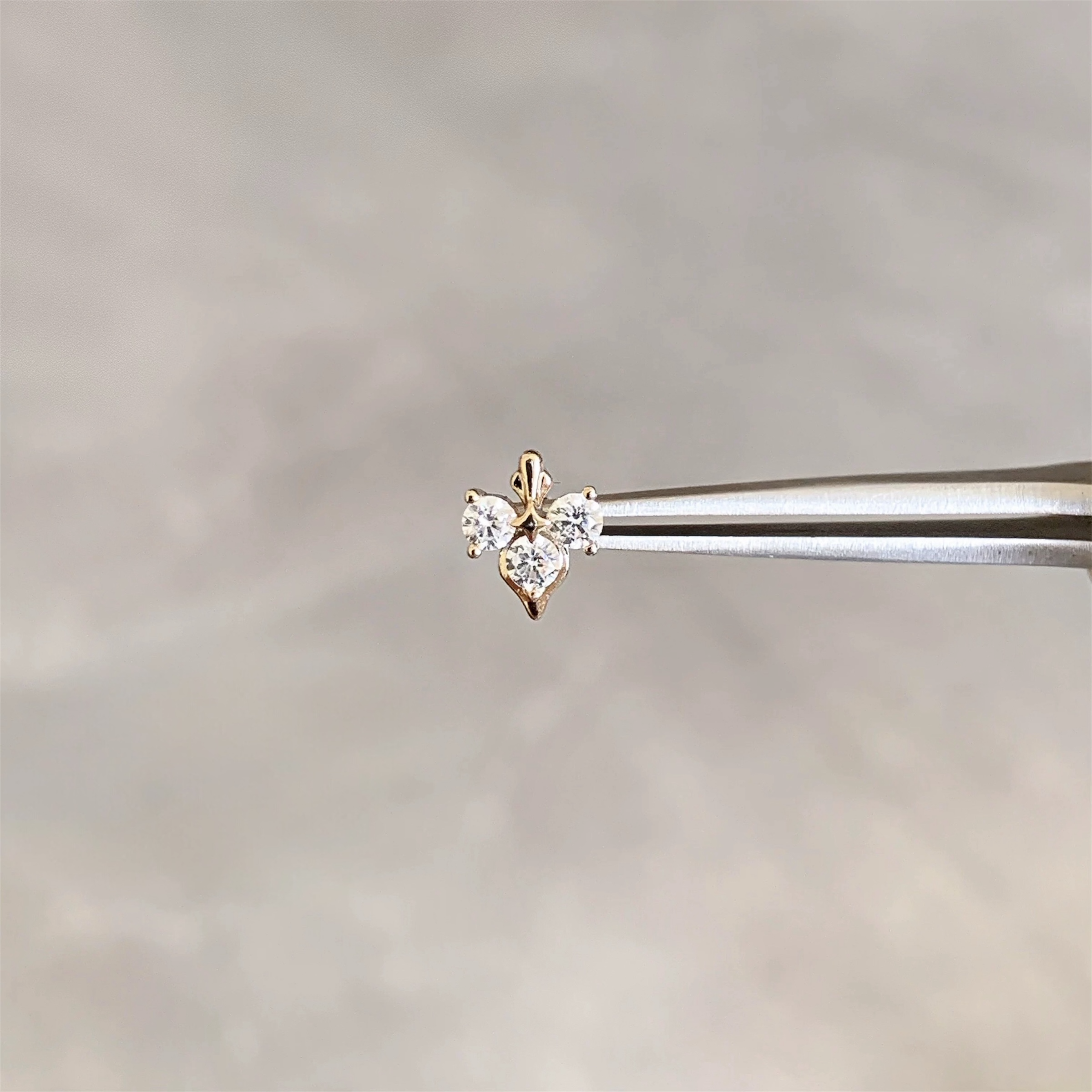 Gold Triple Crystal Helix Stud