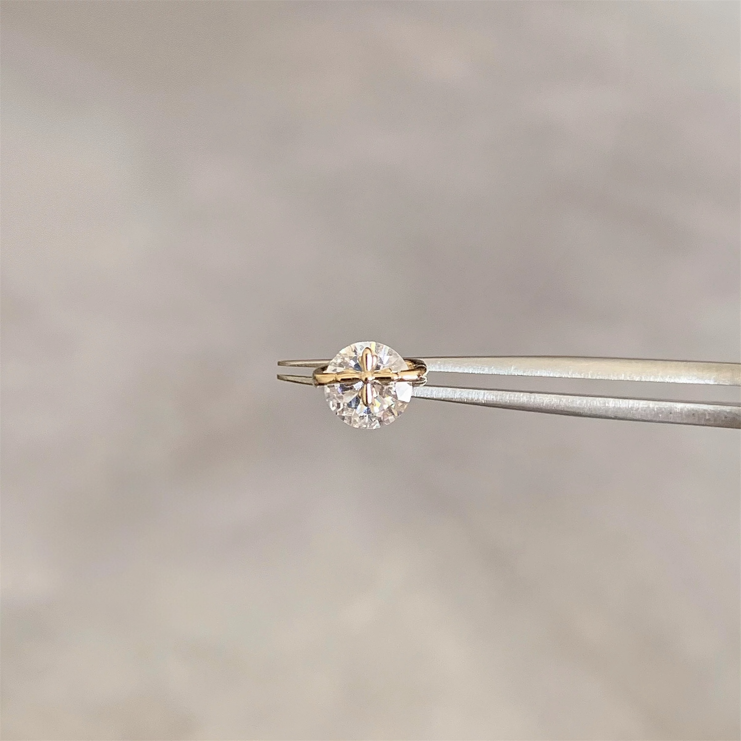 Gold Round Crystal Helix Stud