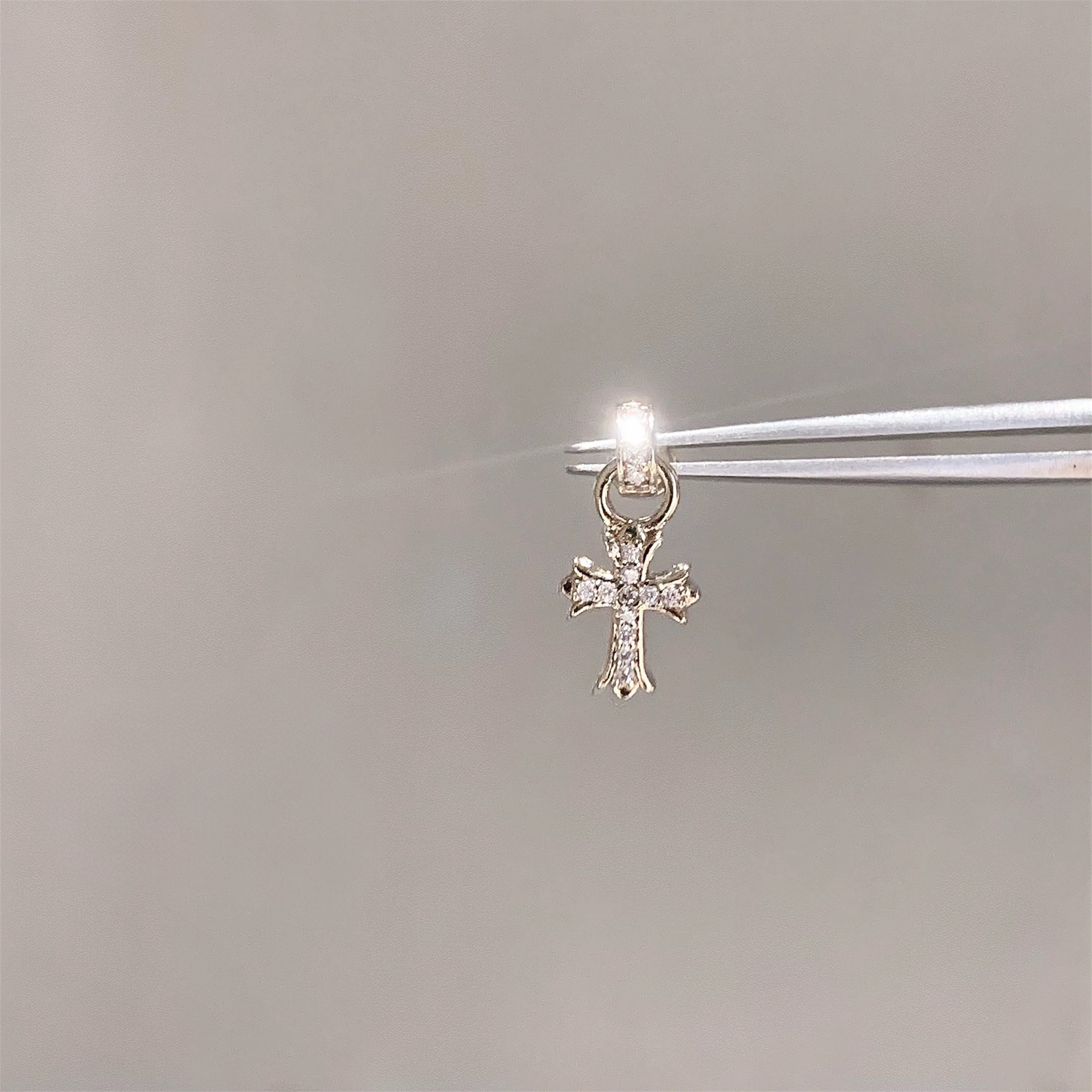 Gold Shimmering Cross Helix Hoop