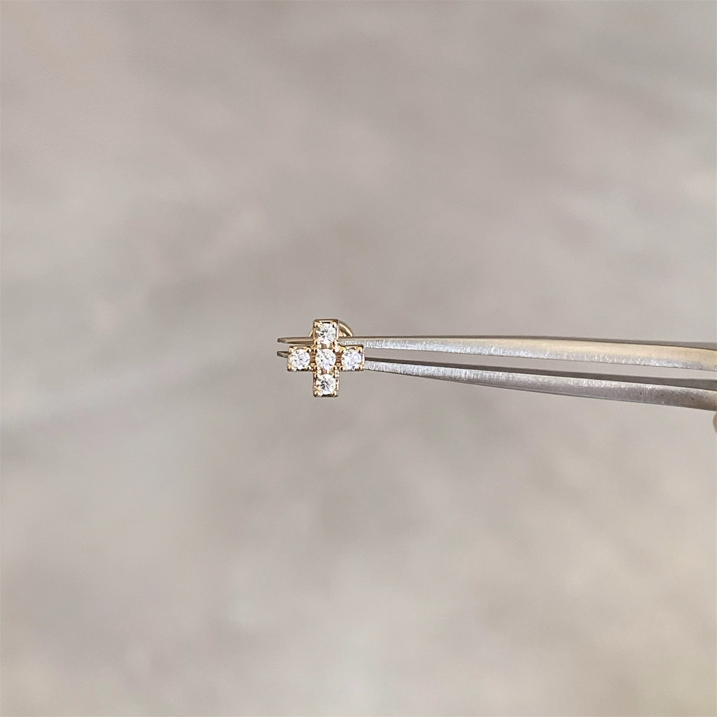 Gold Mini Cross Helix Stud
