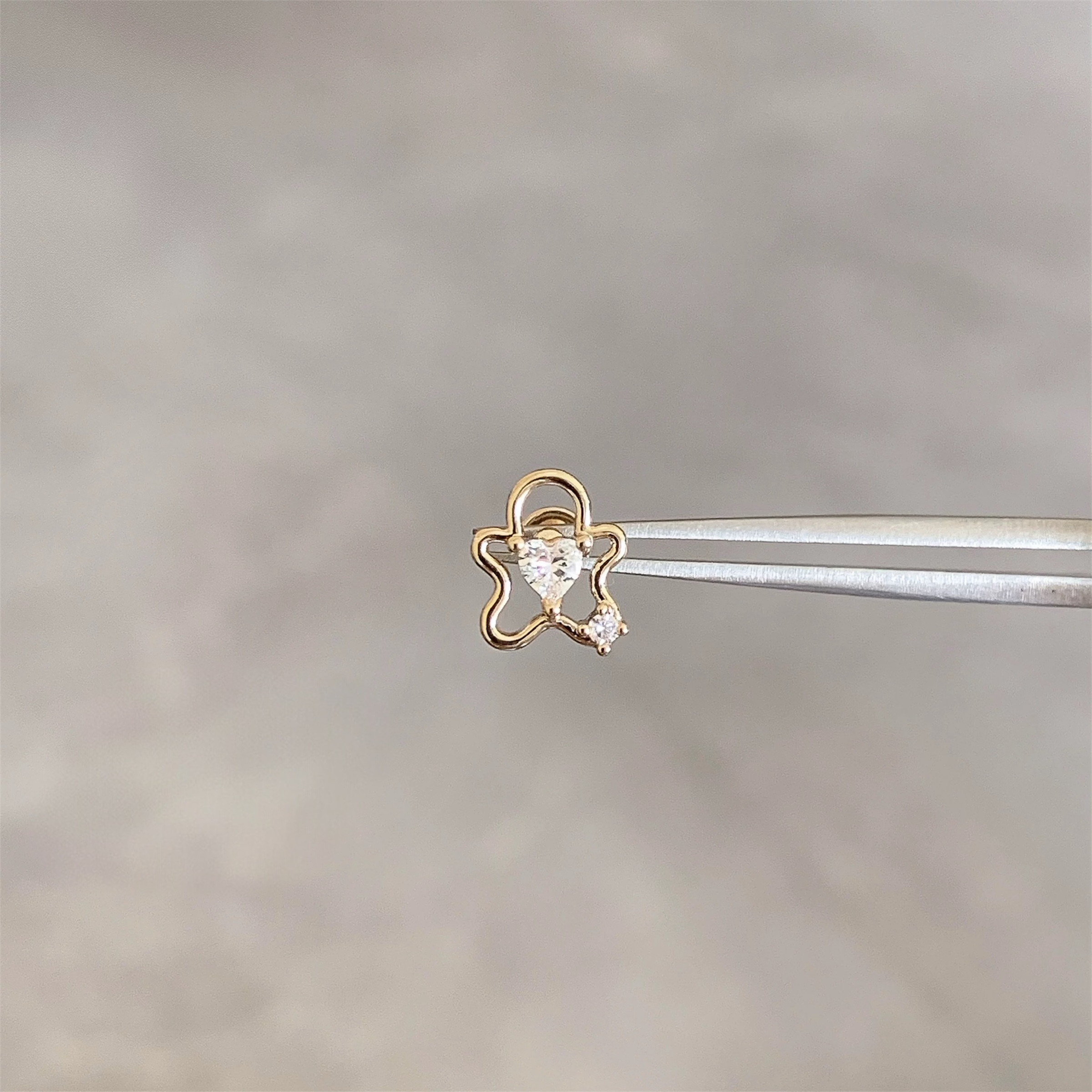 Gold Heart Flower Helix Stud