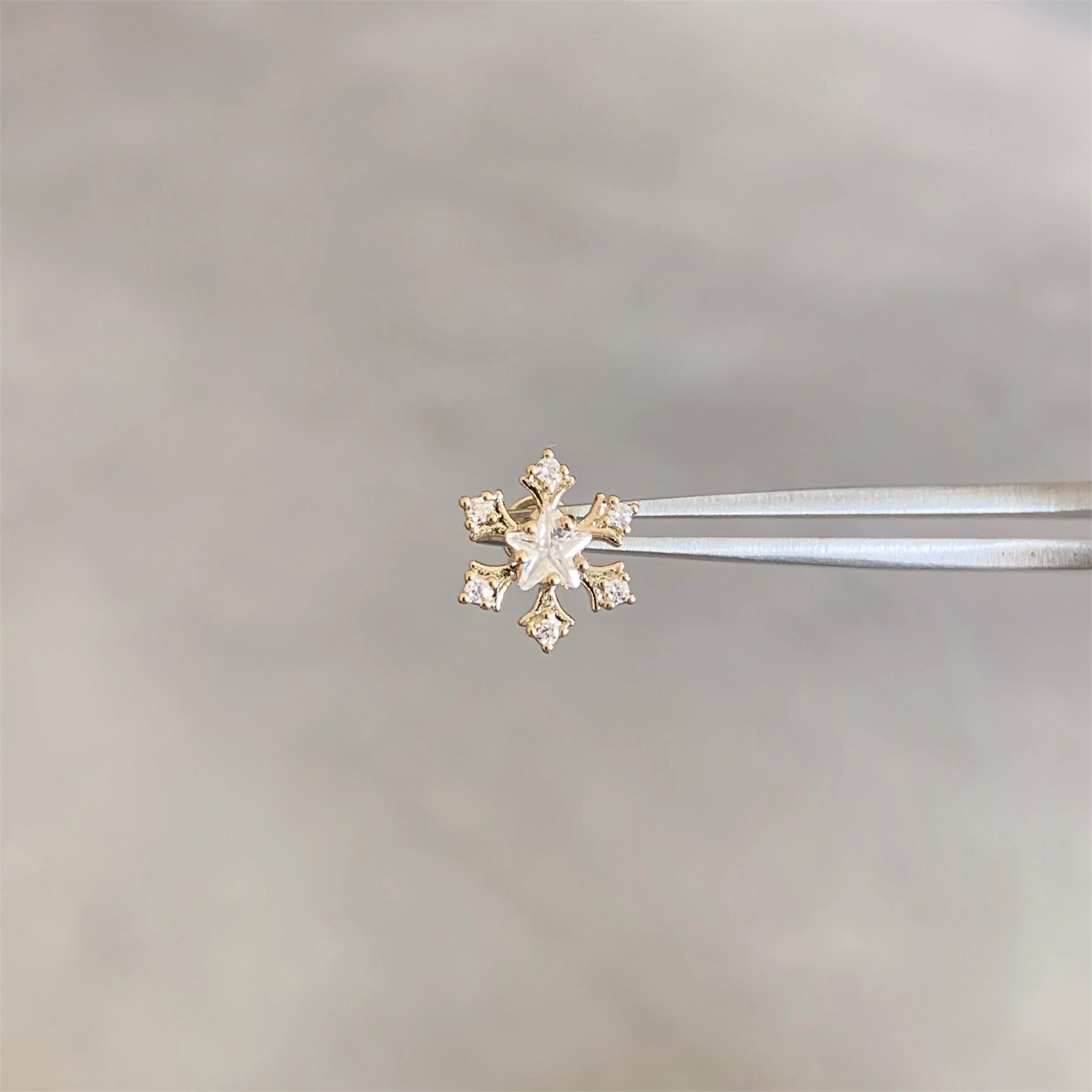 Gold Crystal Snowflake Stud
