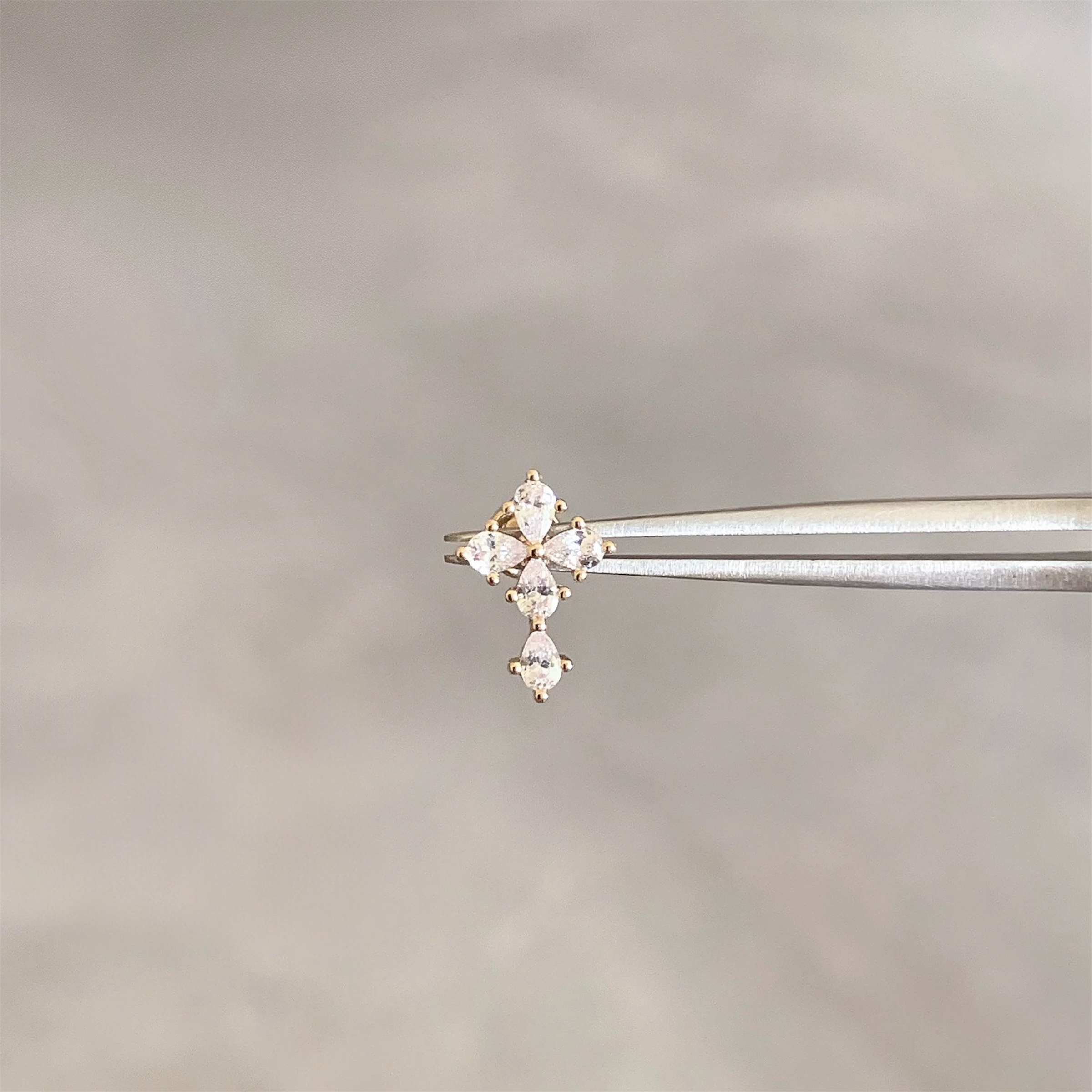 Gold Dainty Cross Helix Earring