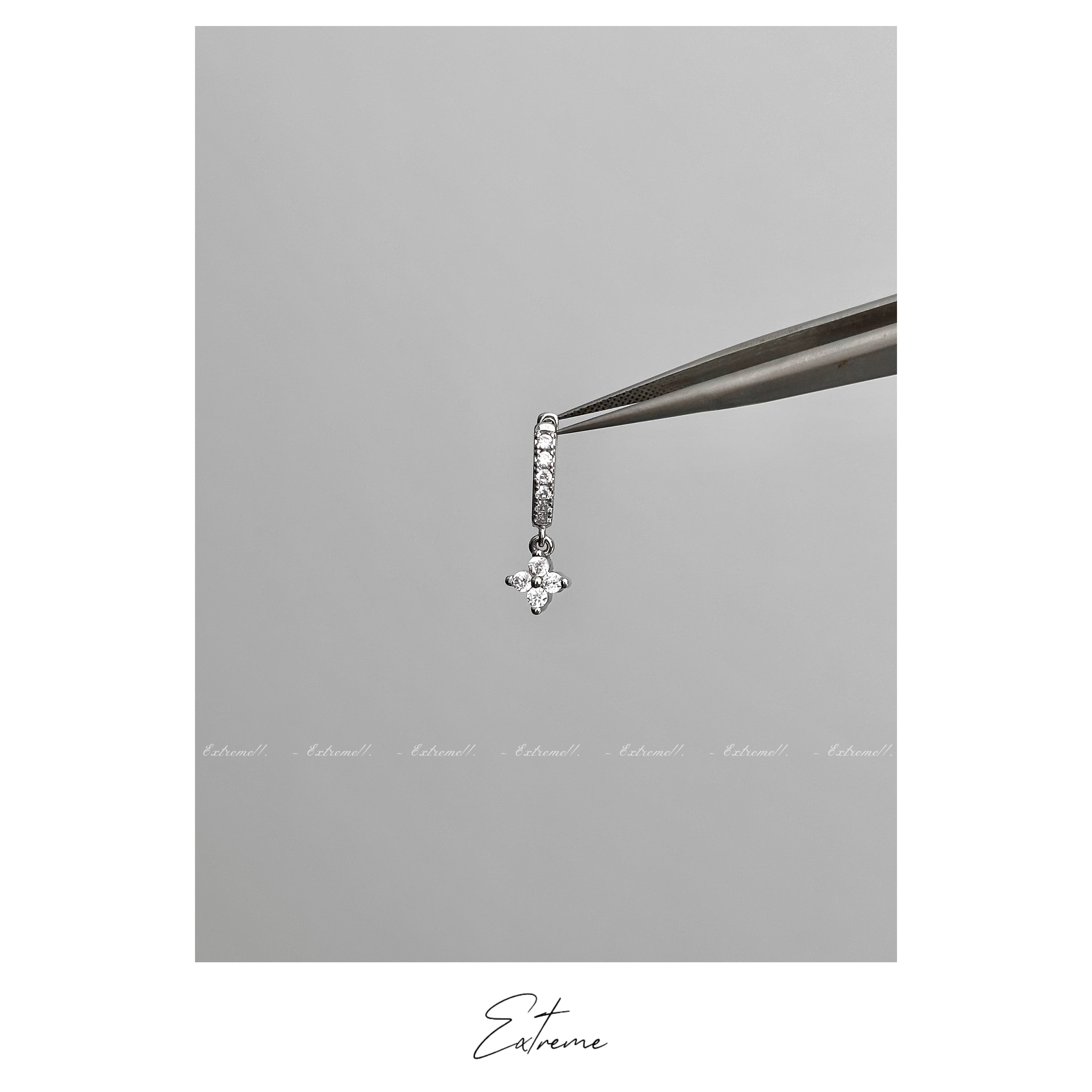 Silver Crystal Star Titanium Cartilage Earring