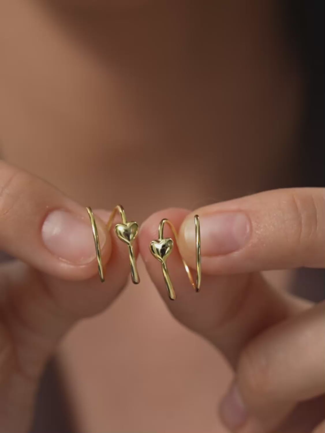 Heart Double Hoops