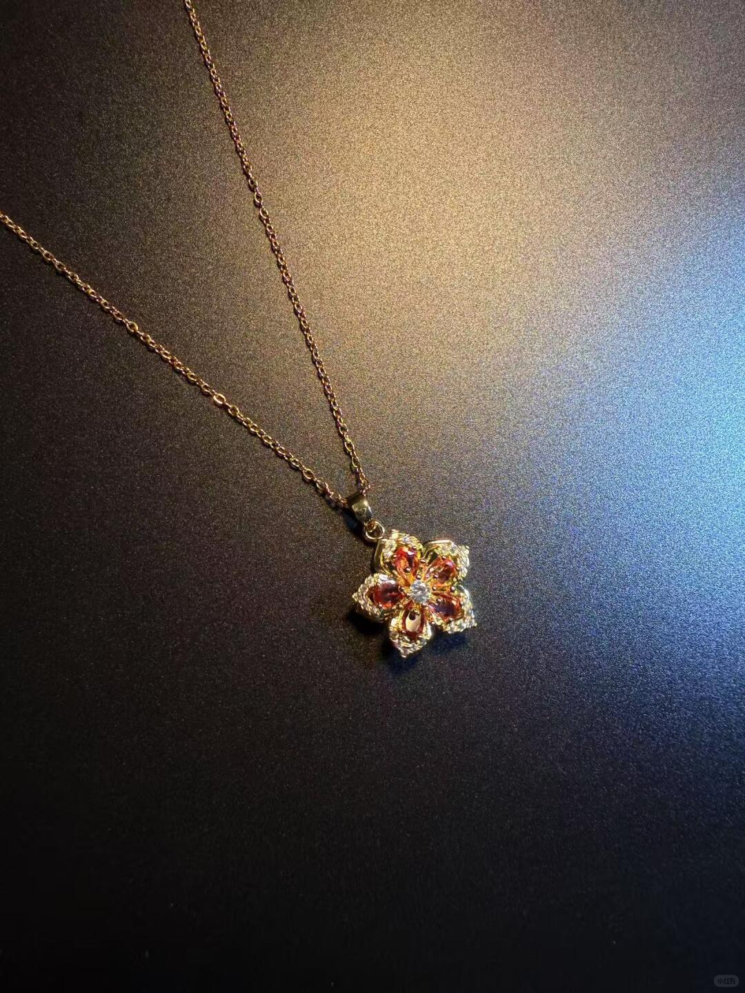 Gold Crystal Flower Fidget Necklace