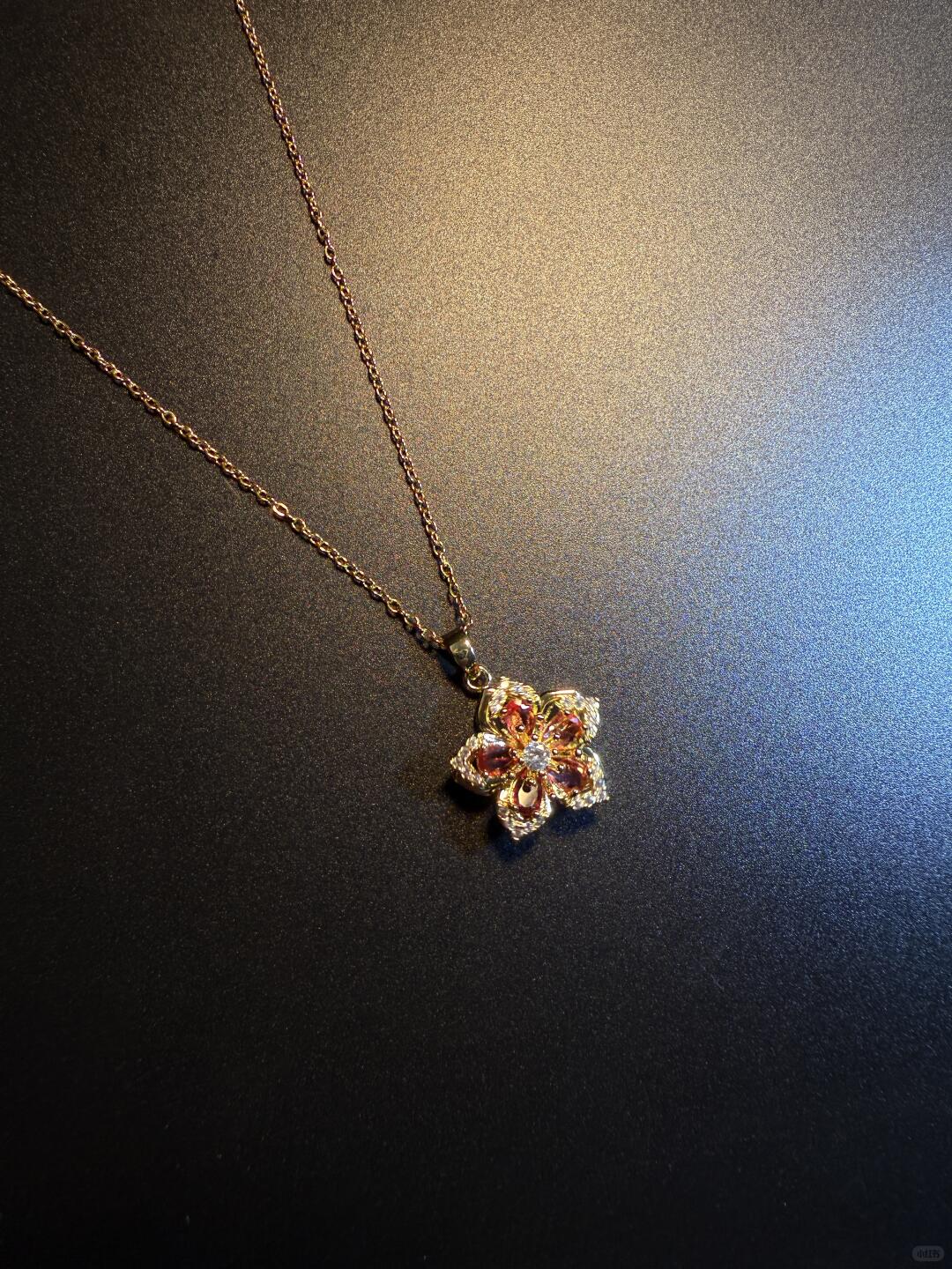 Gold Crystal Flower Fidget Necklace