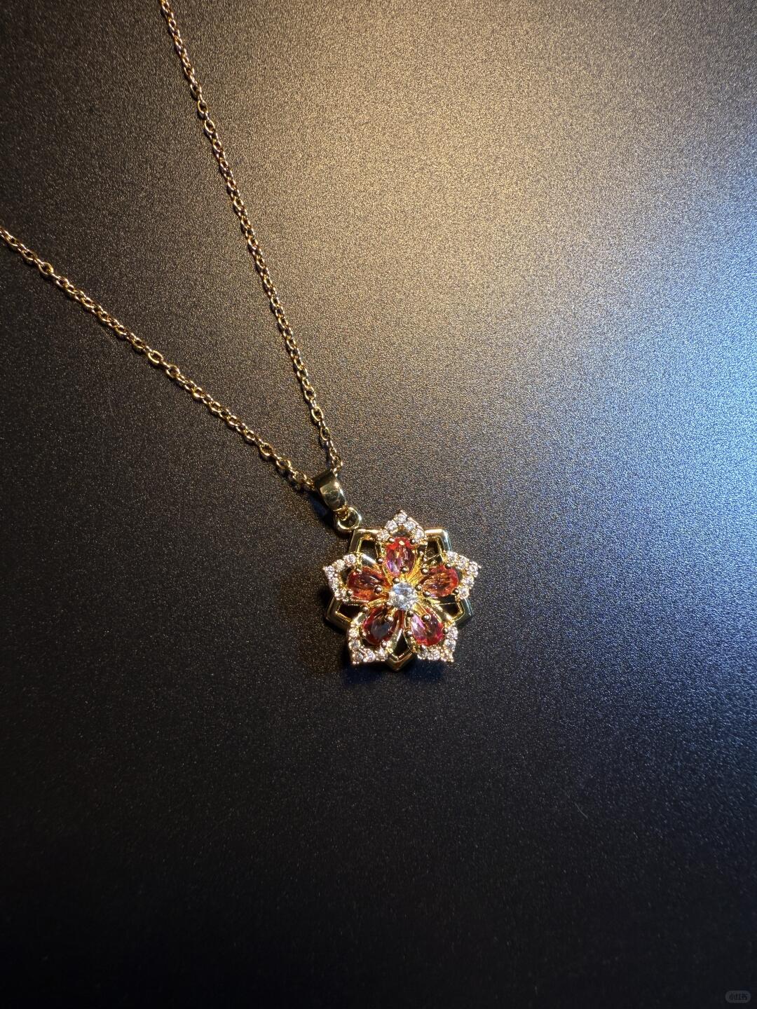 Gold Crystal Flower Fidget Necklace