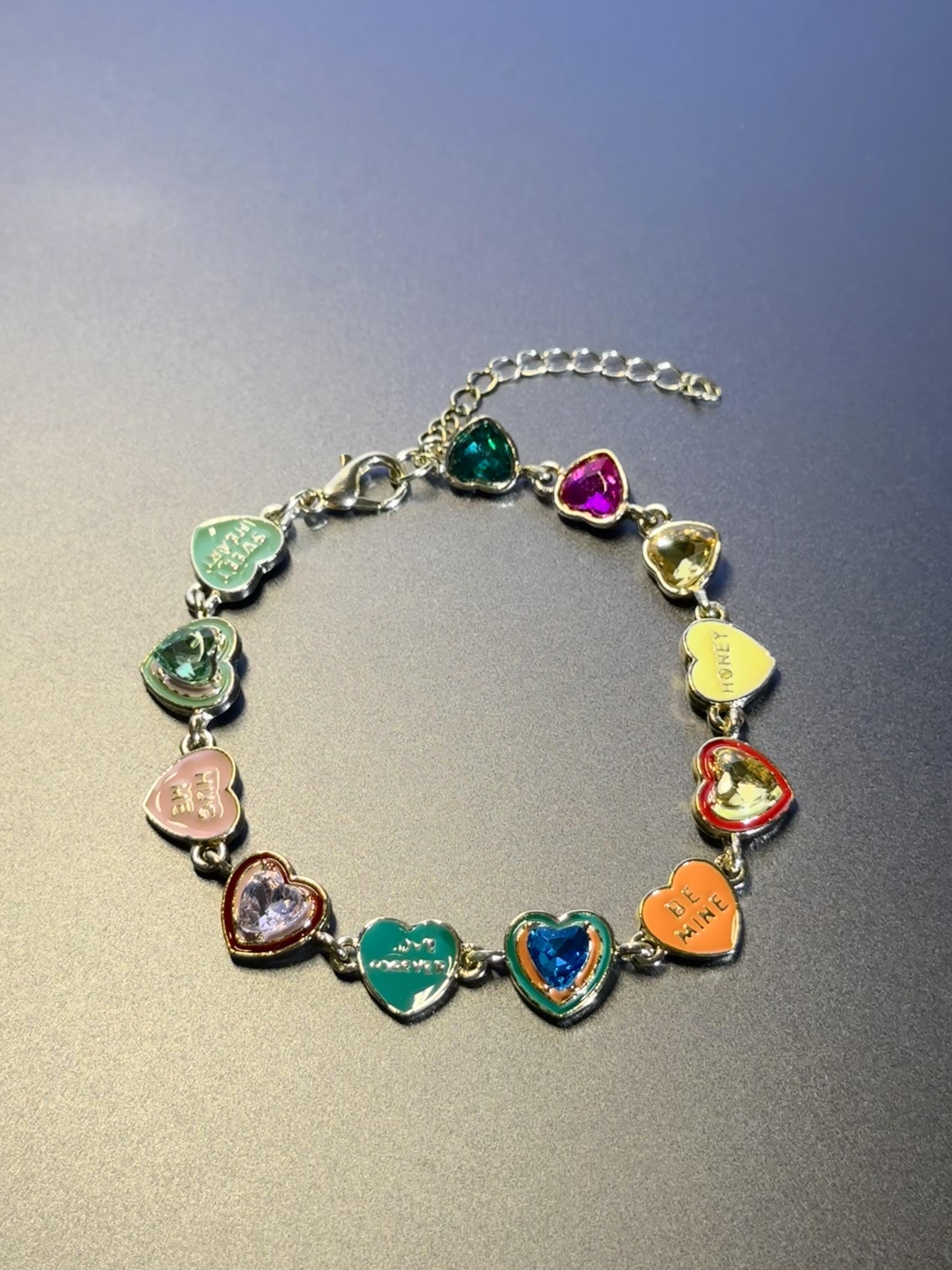 Rainbow Conversation Heart Bracelet