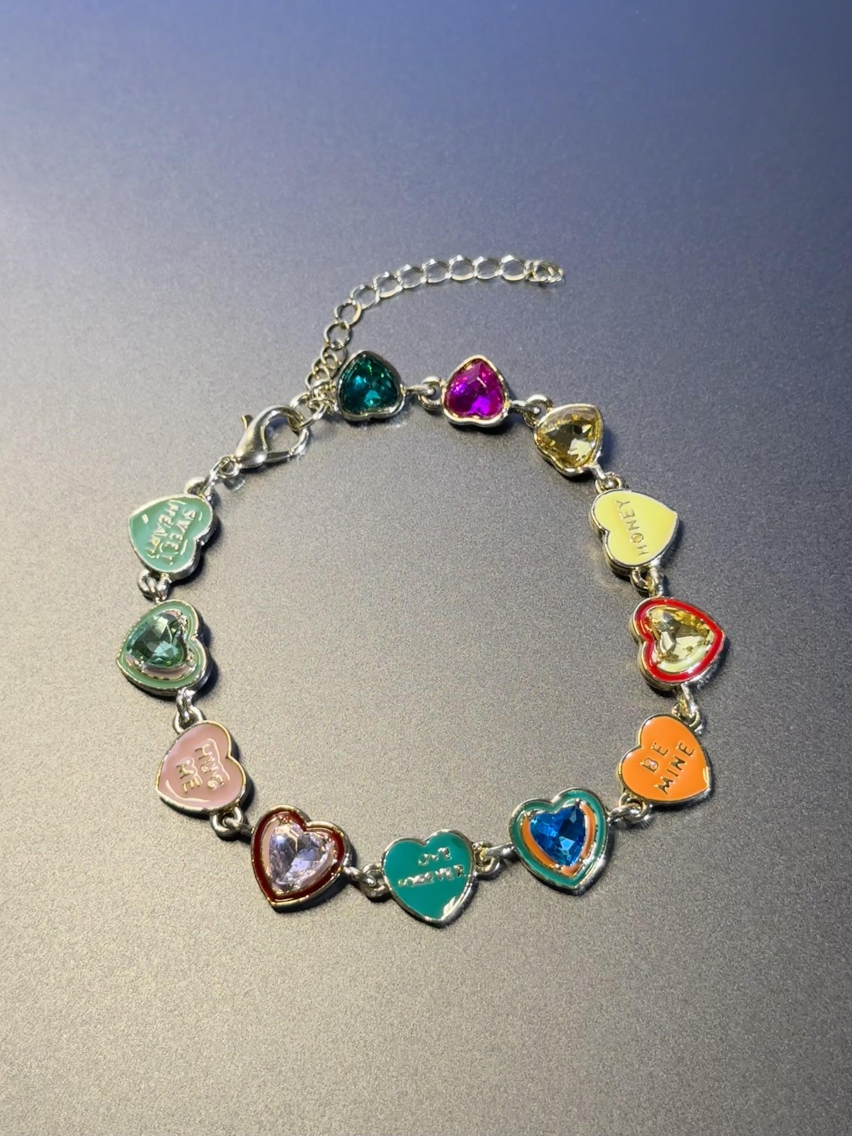 Rainbow Conversation Heart Bracelet