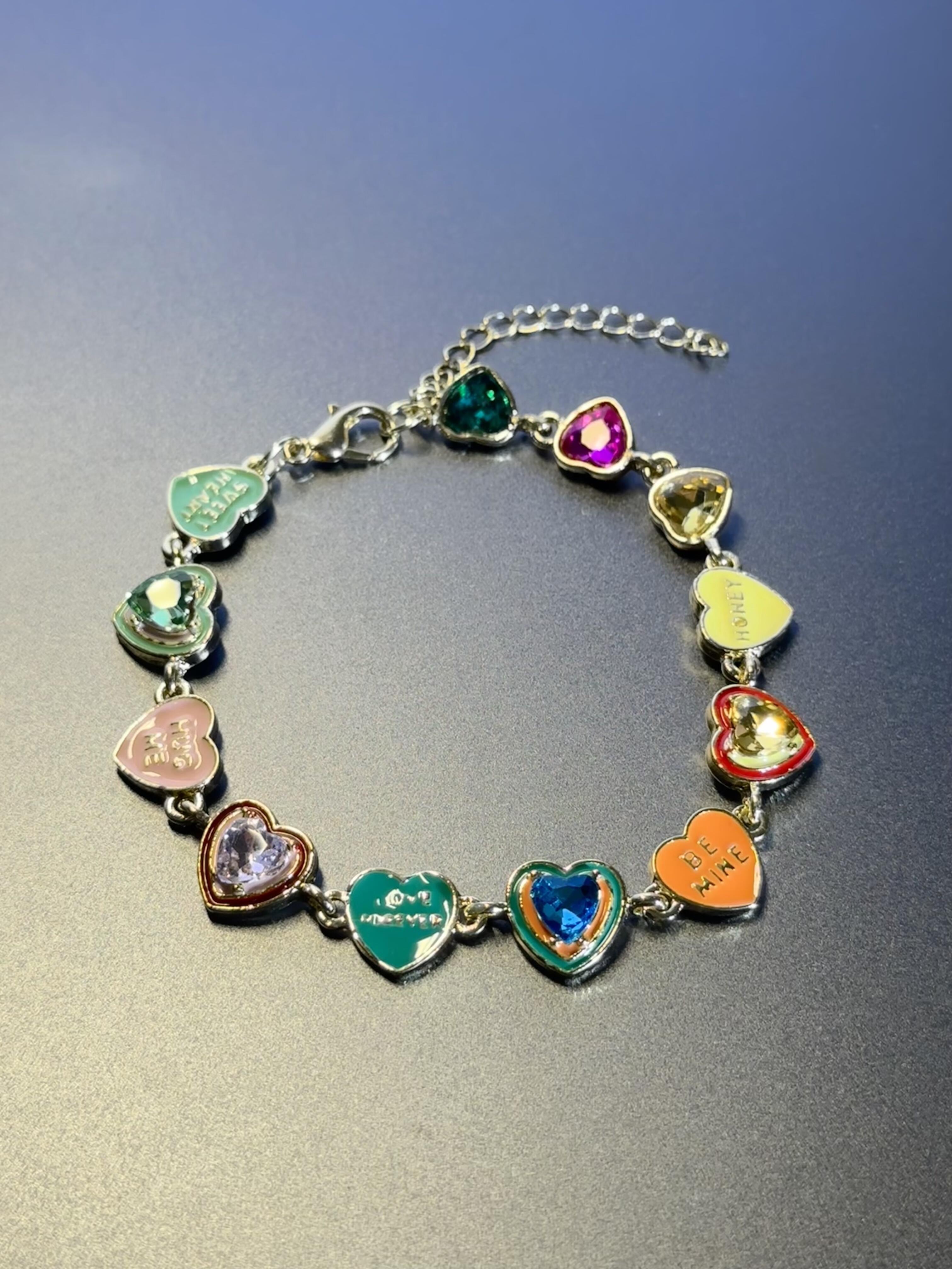 Rainbow Conversation Heart Bracelet