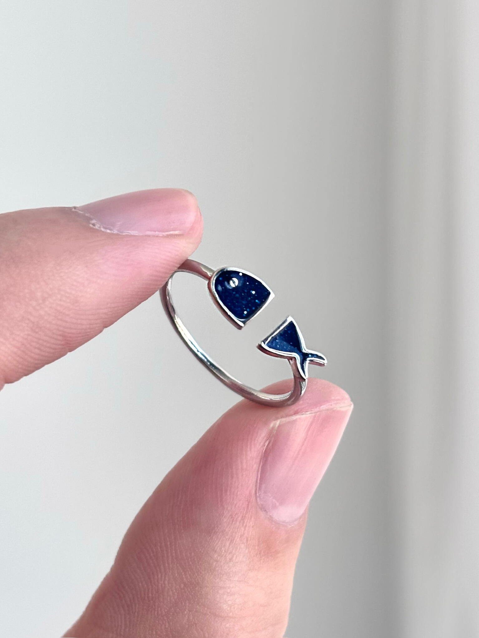 Deep Sea Blue Fish Adjustable Ring