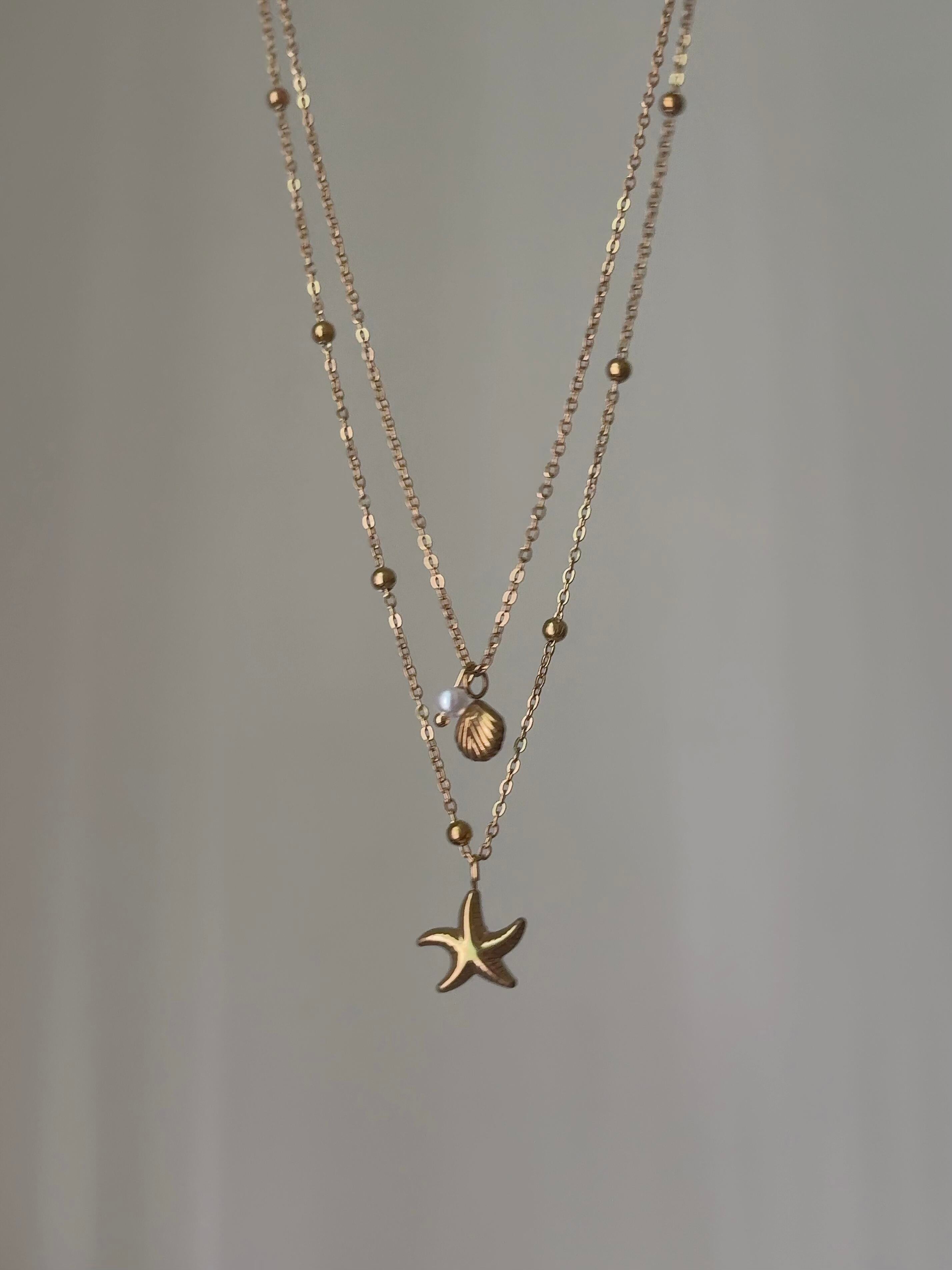 Gold Starfish & Seashells Layered Necklace