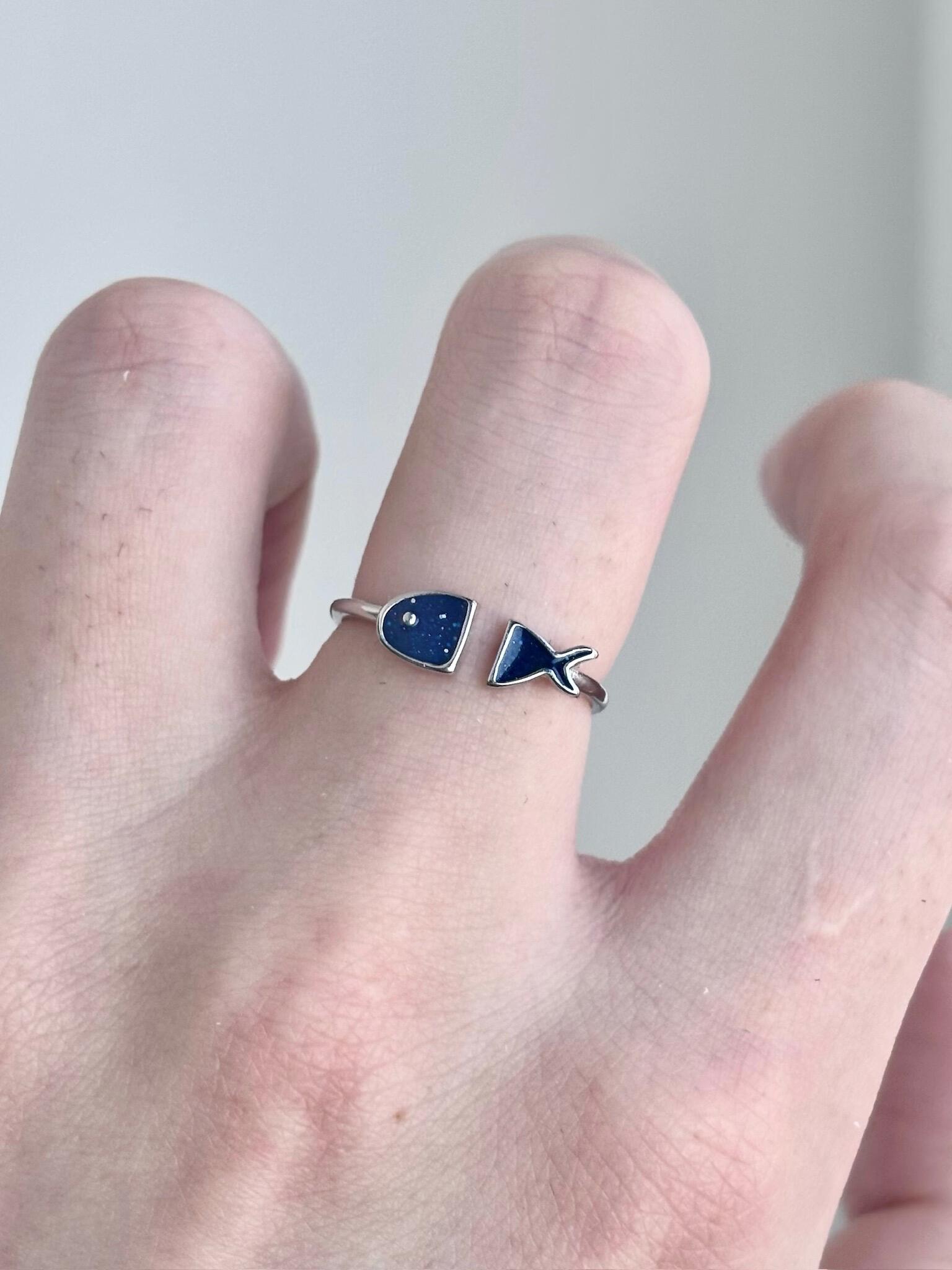 Deep Sea Blue Fish Adjustable Ring