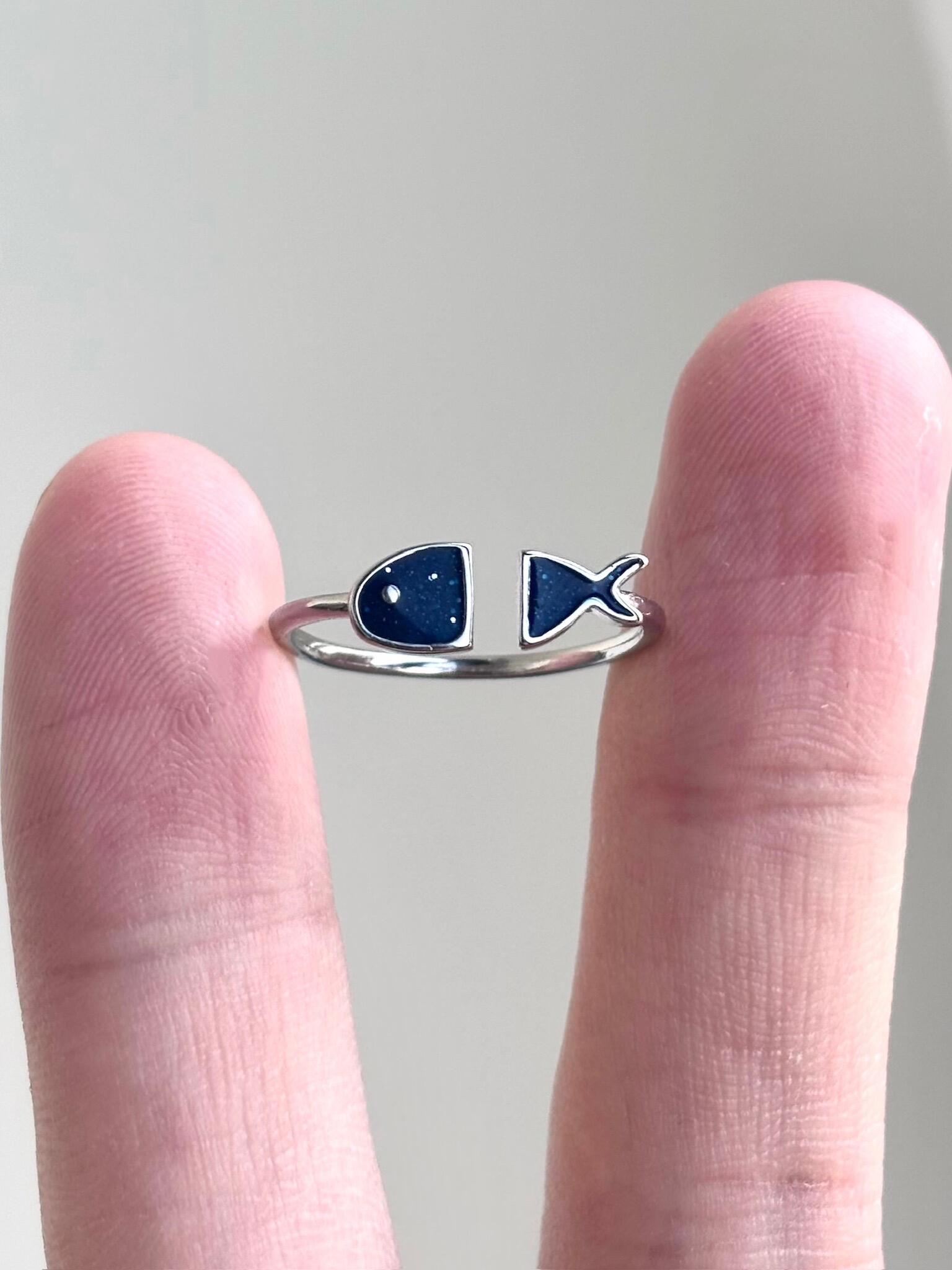 Deep Sea Blue Fish Adjustable Ring
