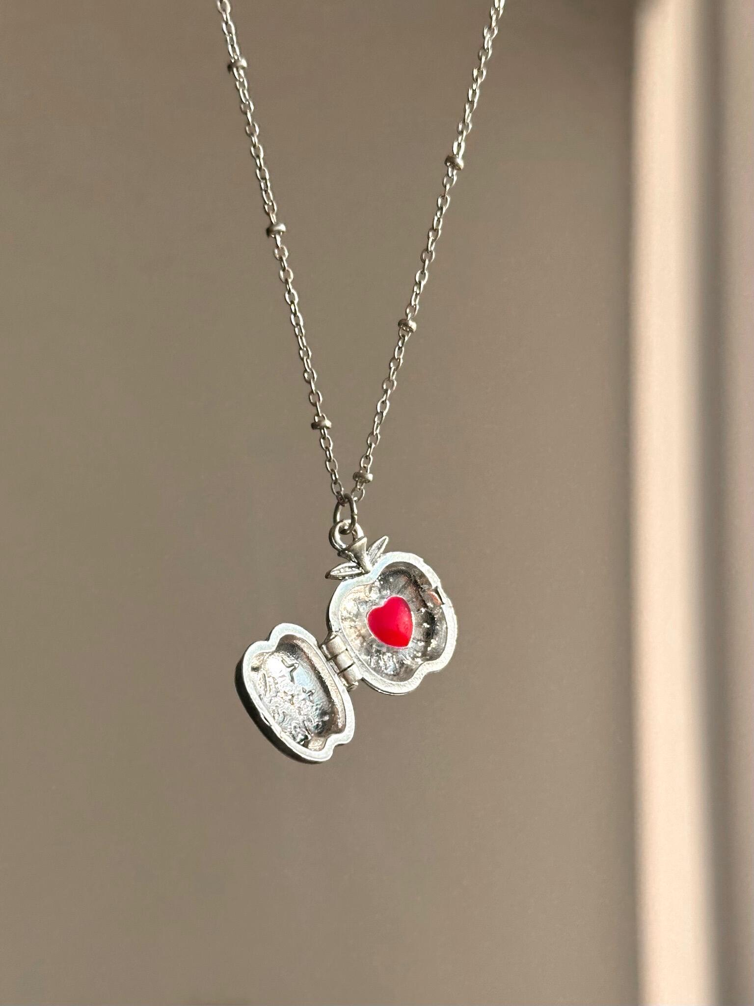 Secret Heart Apple Locket Necklace