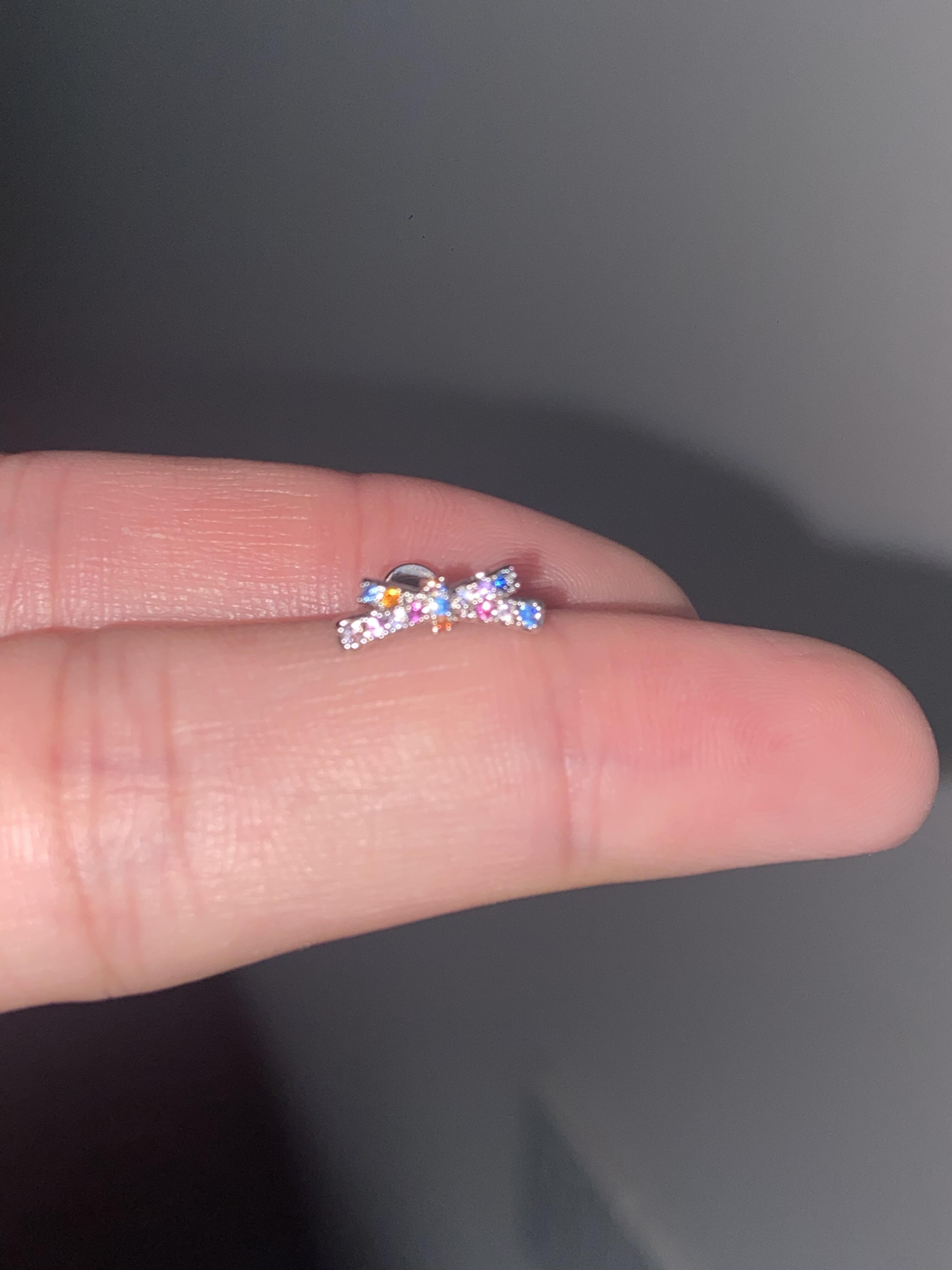 Rainbow Fairy bow helix earrings