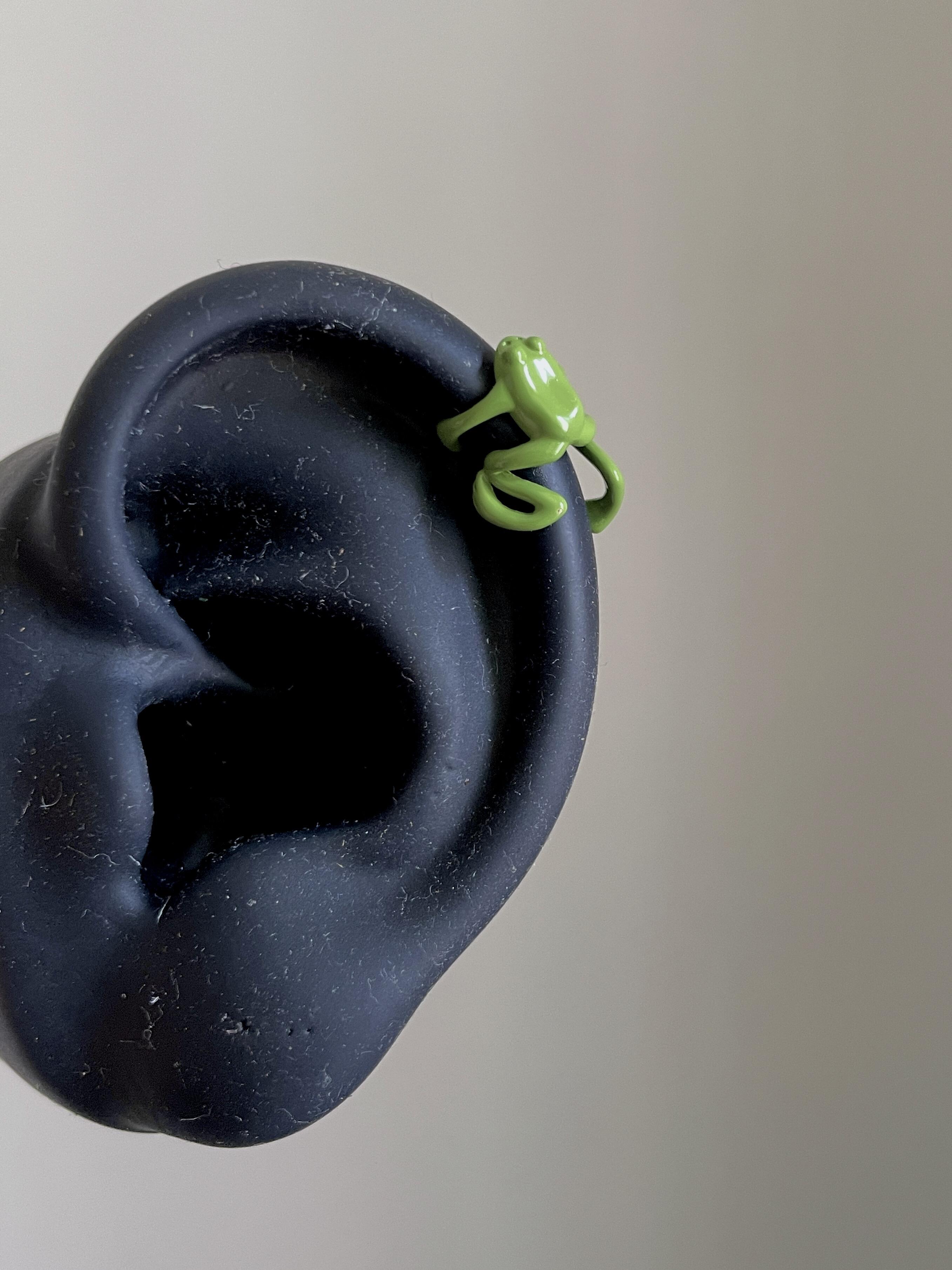 Green Frog Cuff Earrings