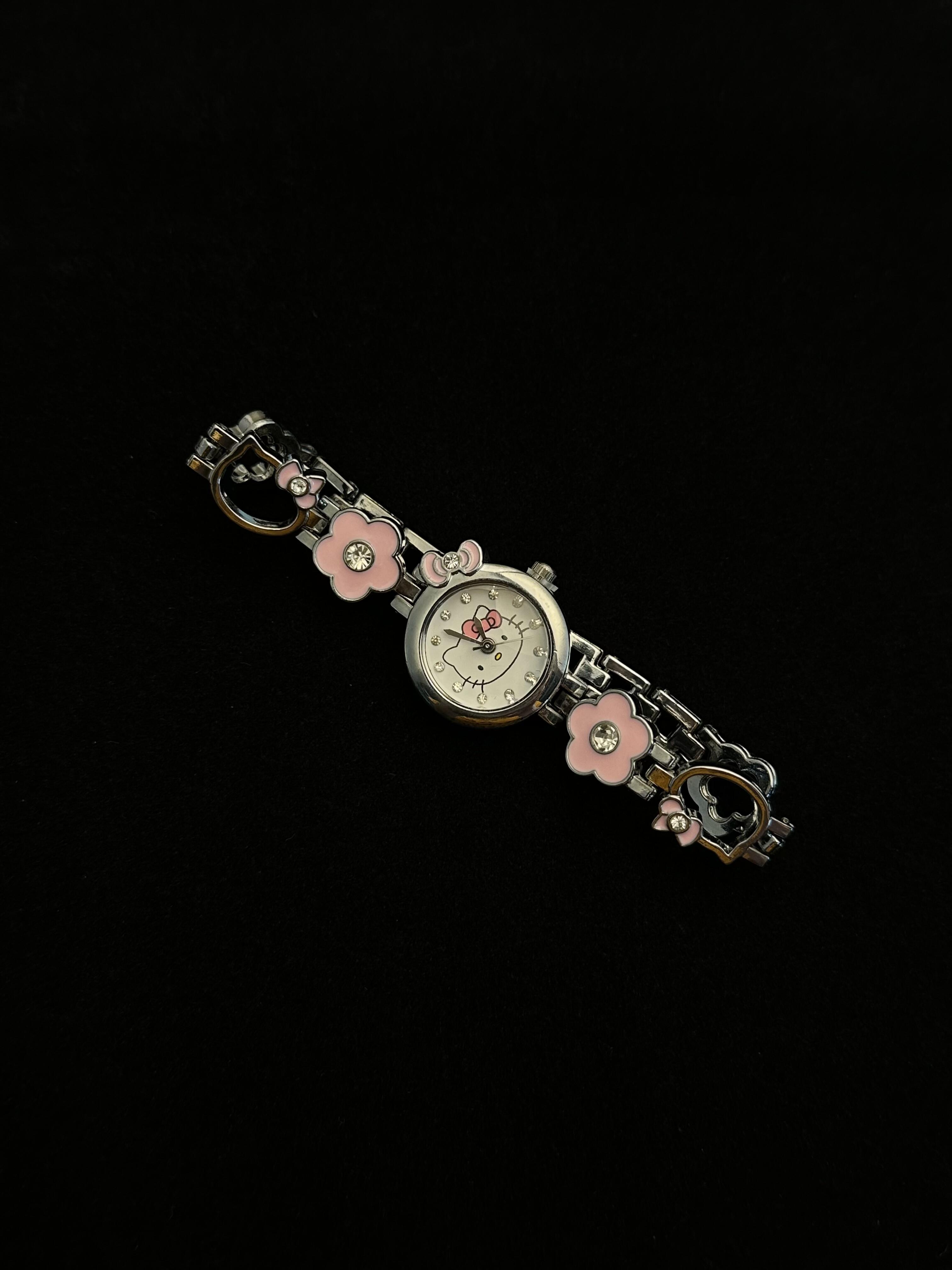Kitty Pink Flowers Watch