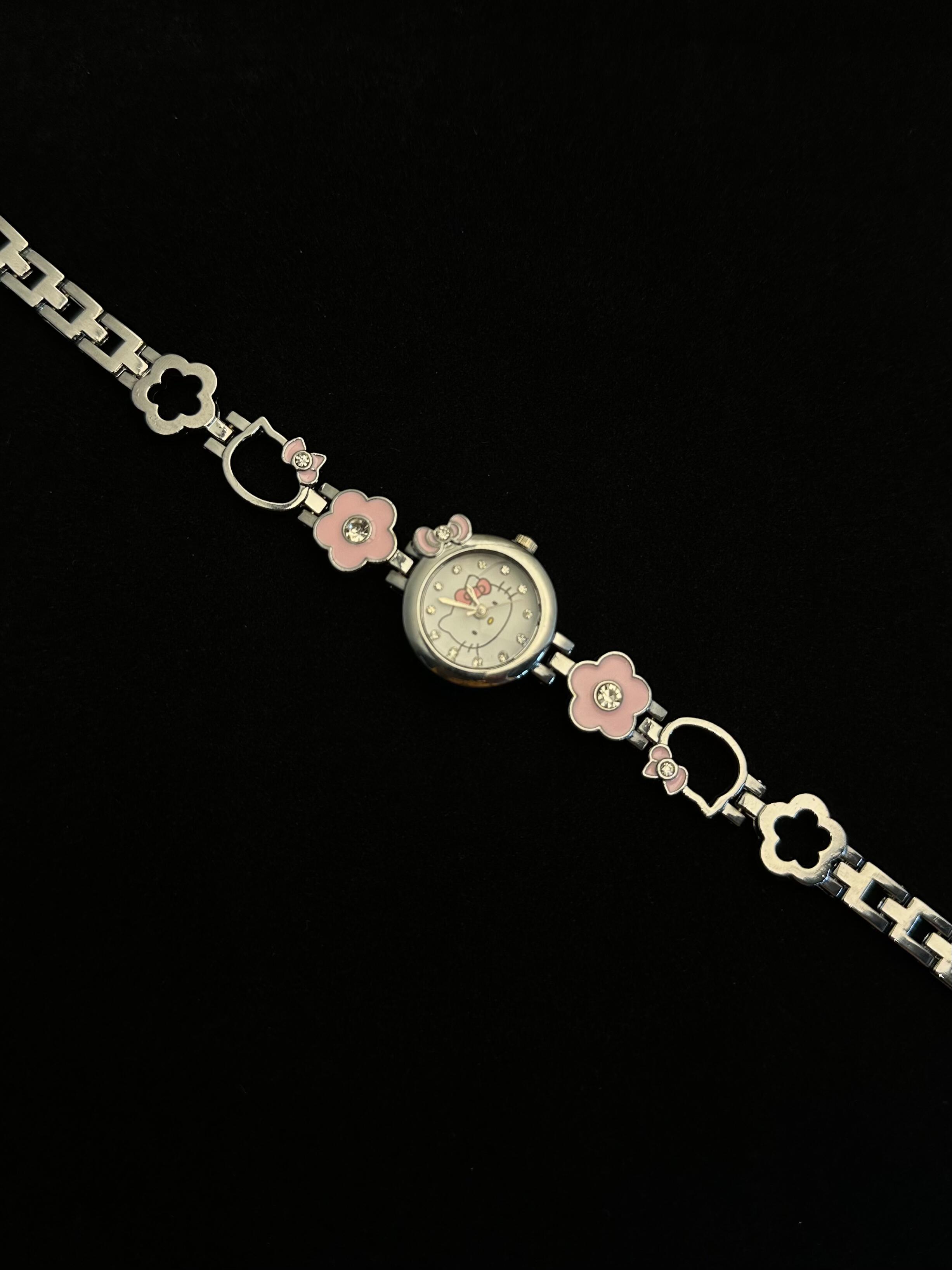 Kitty Pink Flowers Watch