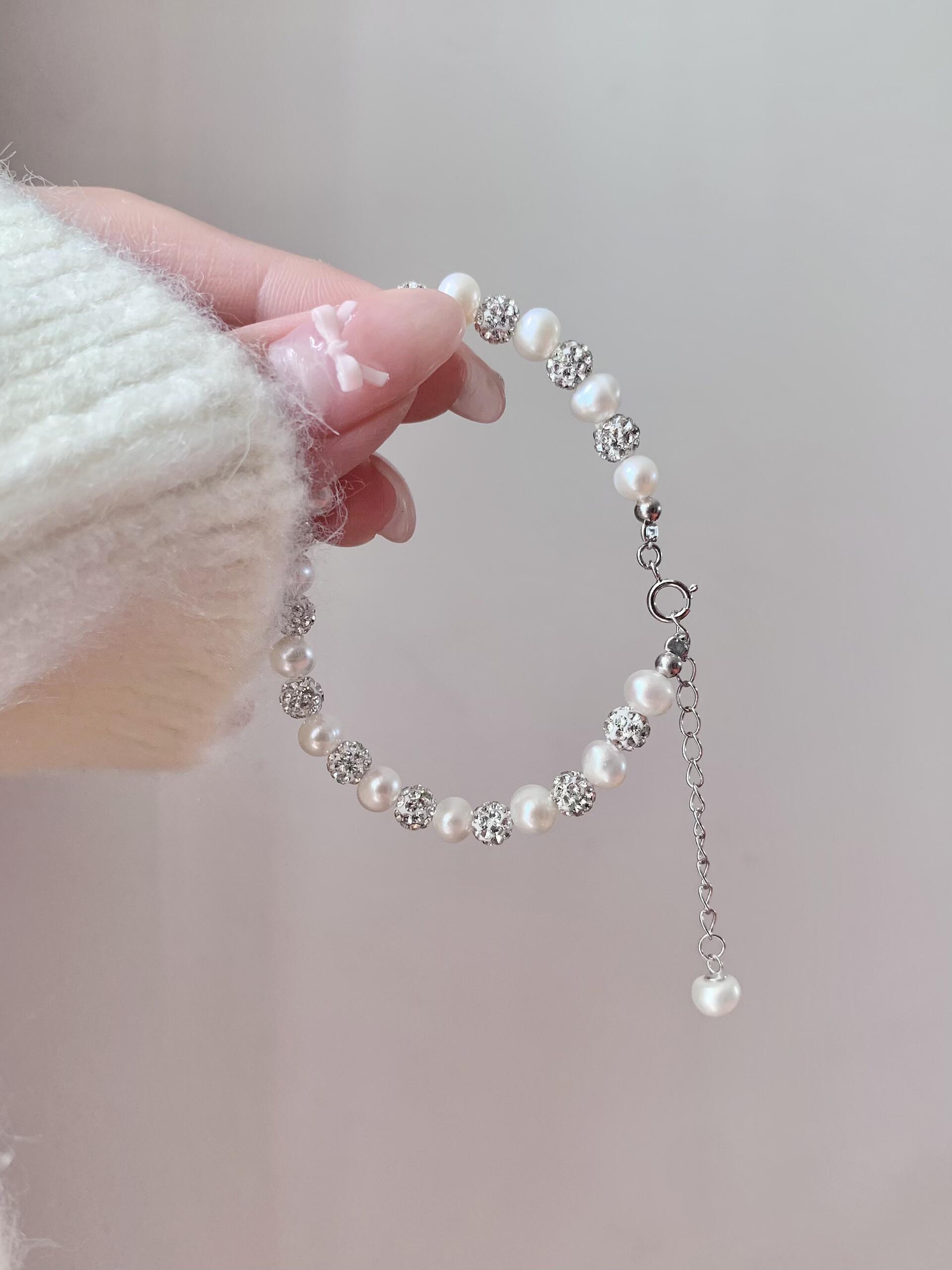 White Pearl & Crystal Bead Necklace