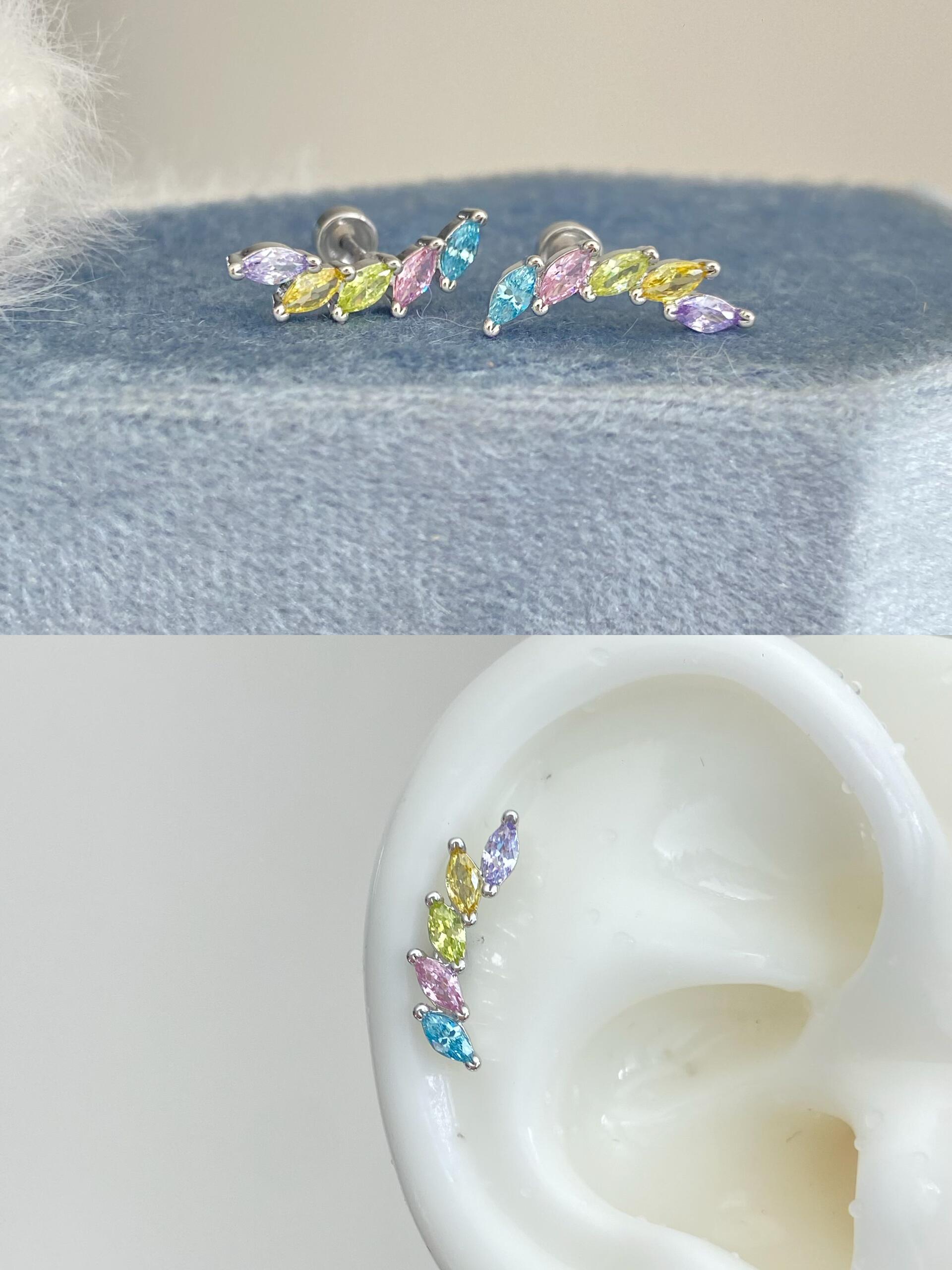 Multi Gem Helix Earrings