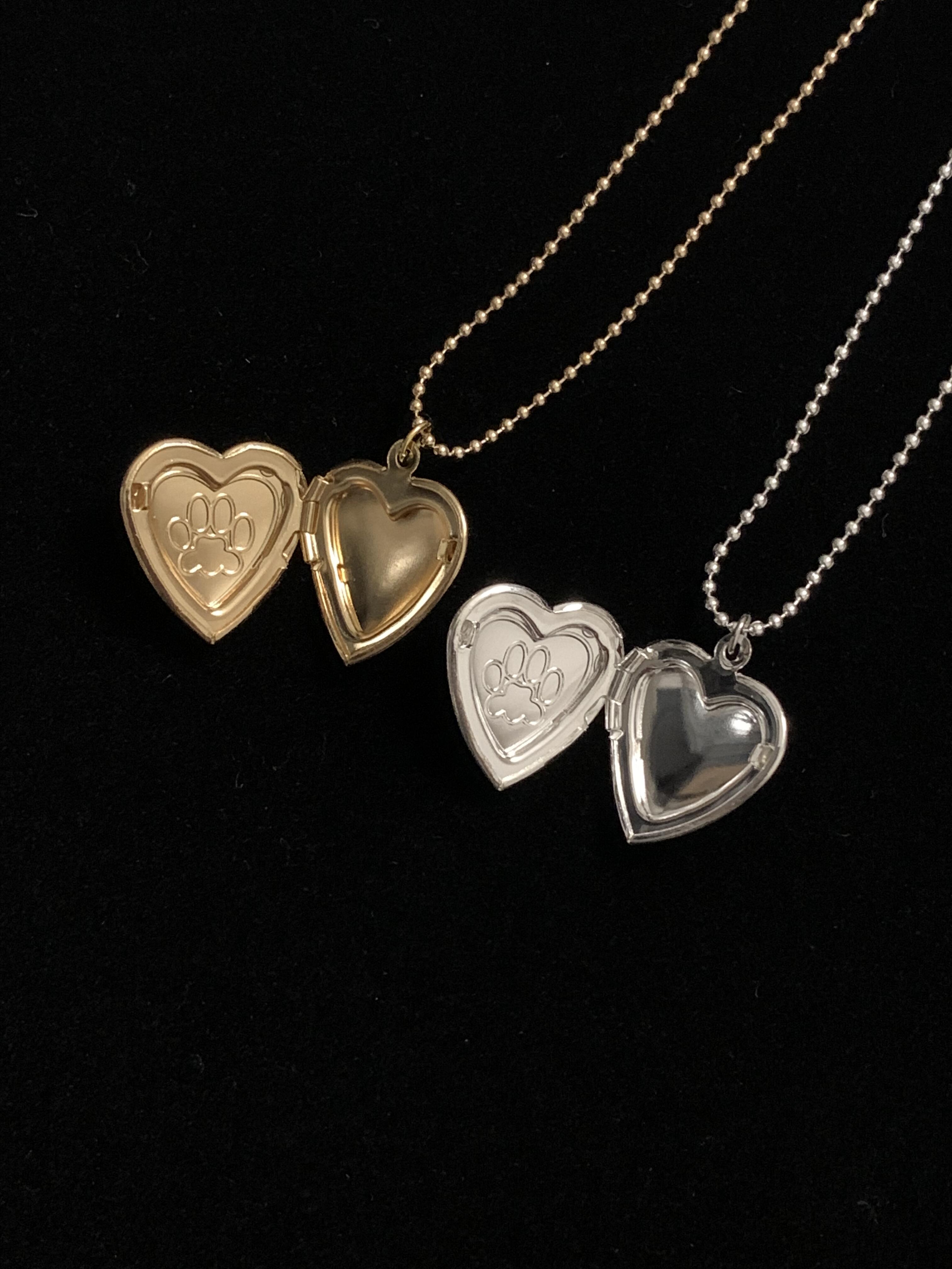 Dog Paw Heart Locket Necklace