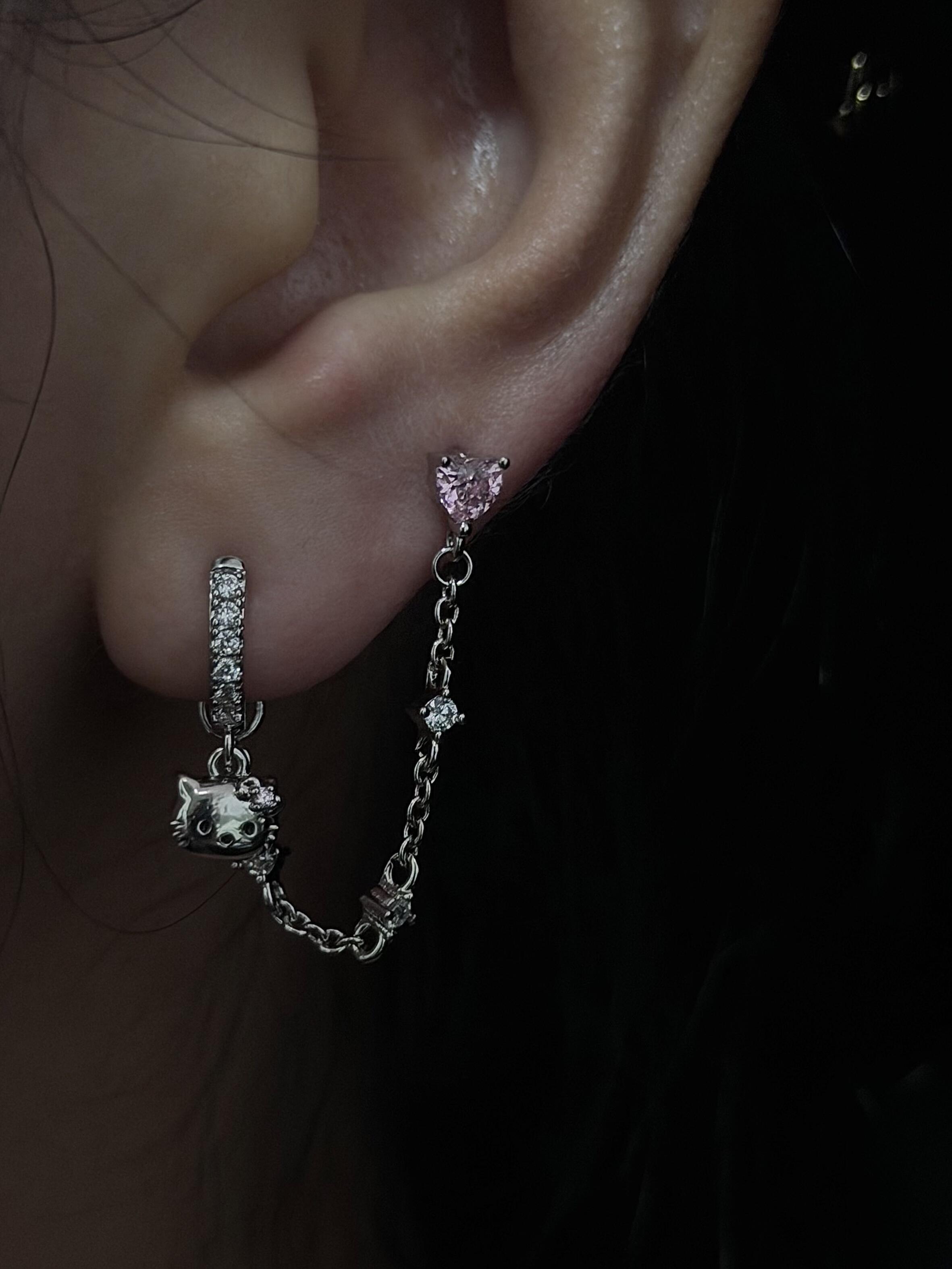 kitty charm chain earrings