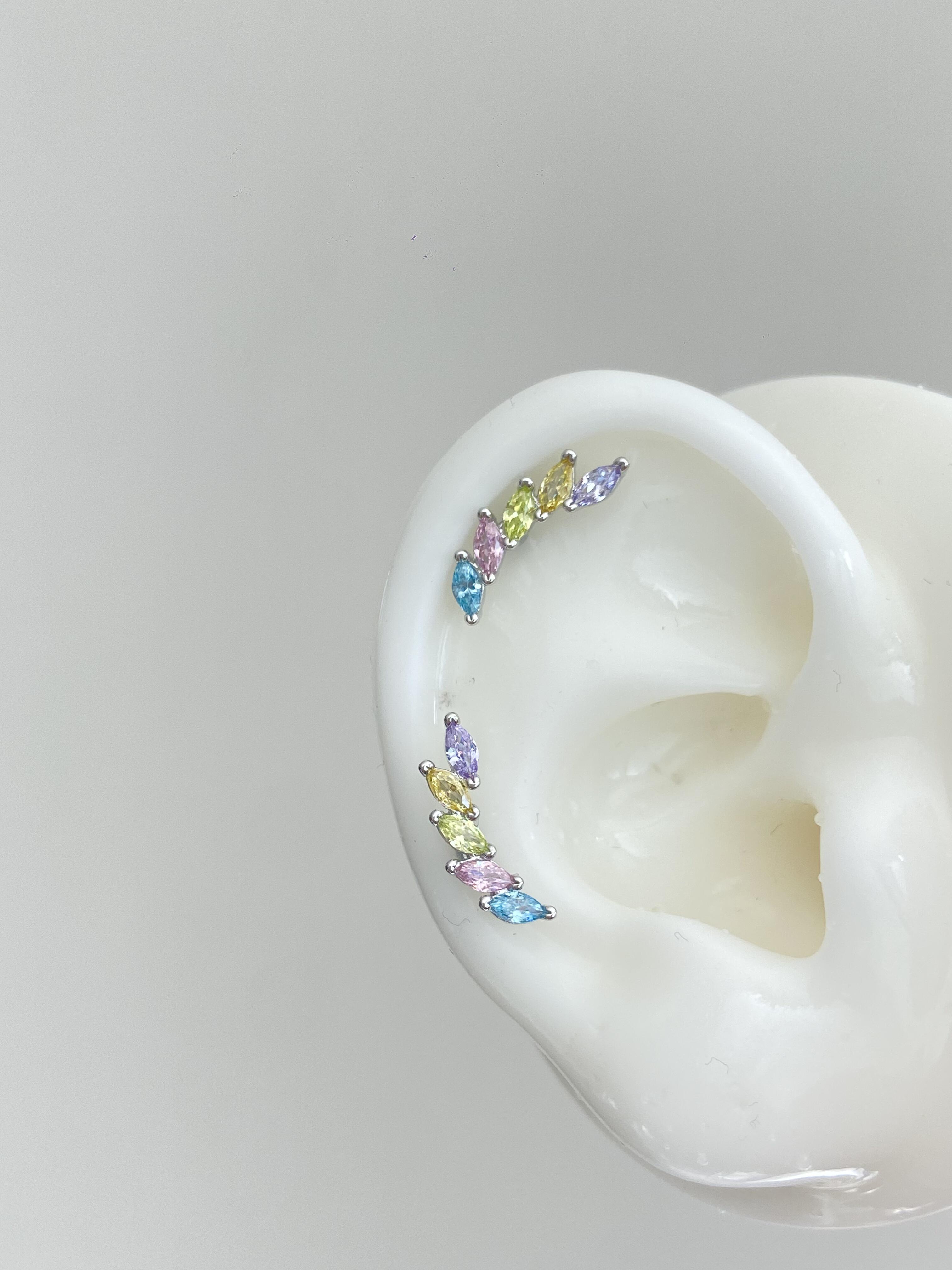 Multi Gem Helix Earrings